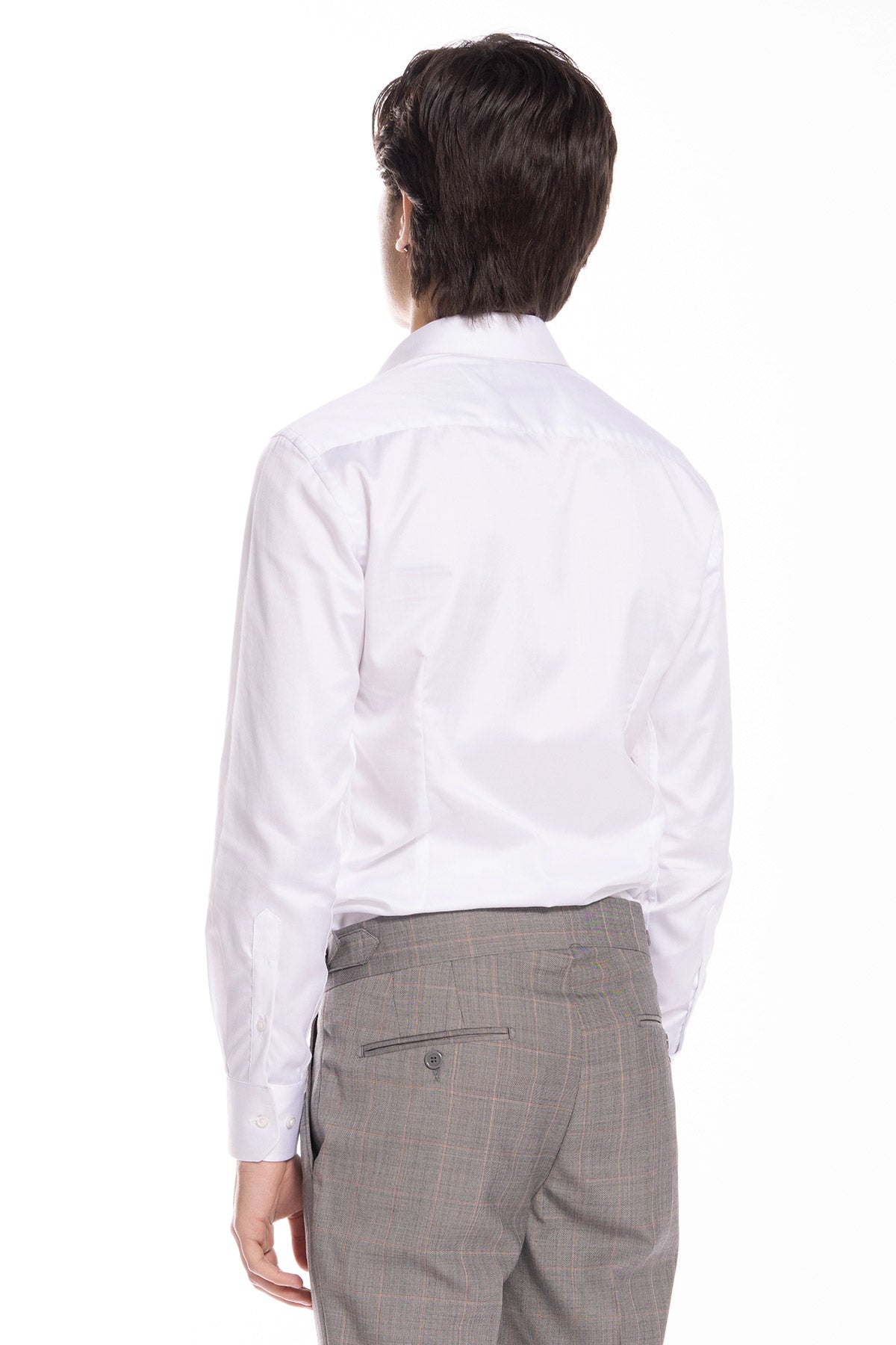 Camicia Uomo slim Fit bianca 100% cotone Tinta unita collo semi francese mileta Tessuti