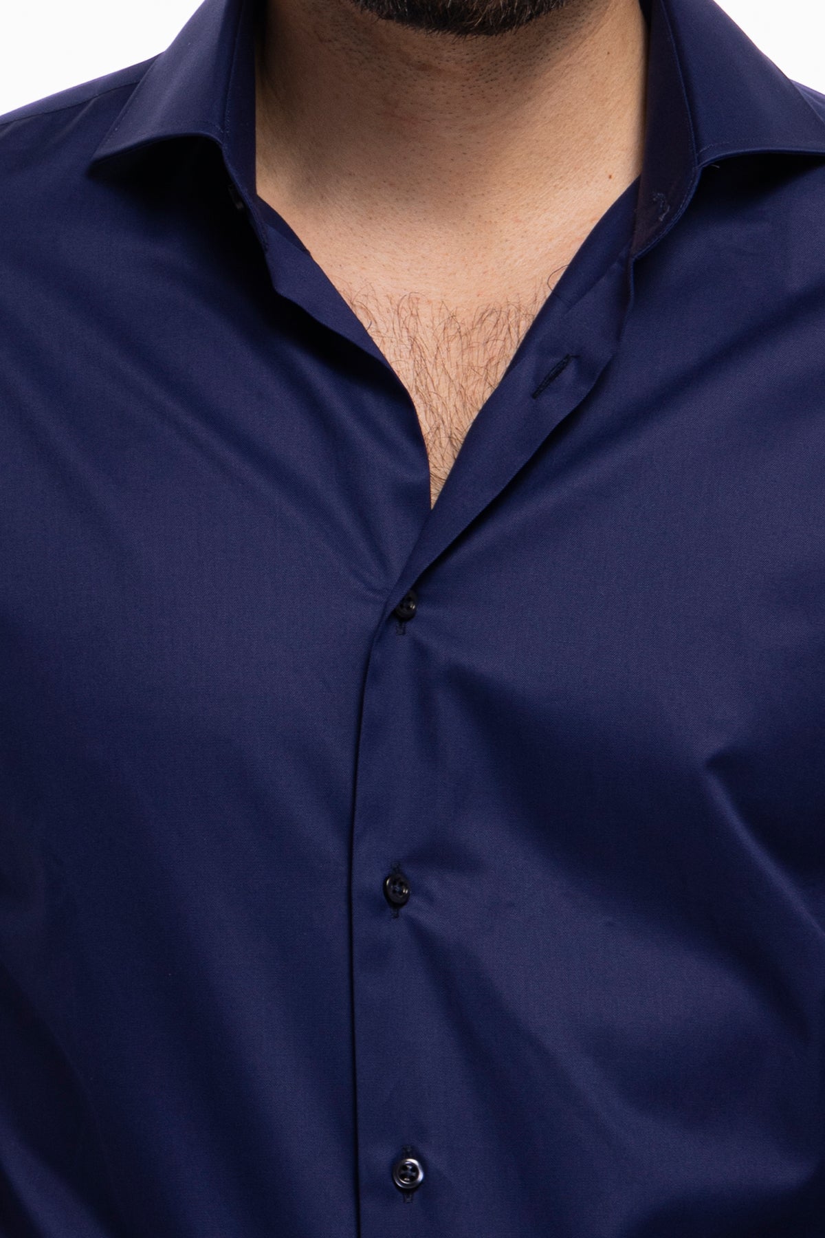 Camicia Uomo regular Fit blu 100% cotone Tinta unita collo semi francese mileta Tessuti