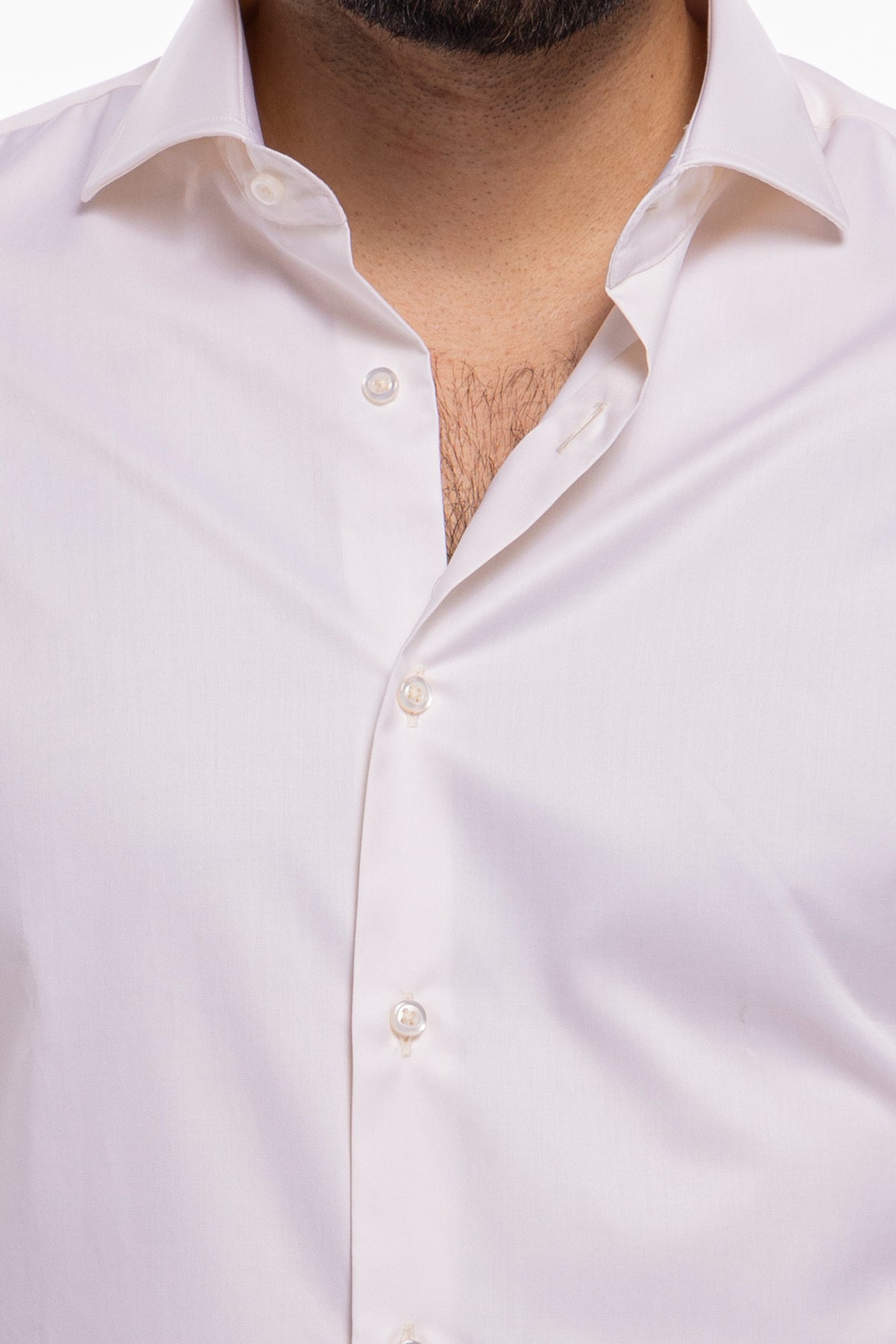 Camicia Uomo regular Fit panna 100% cotone Tinta unita collo semi francese mileta Tessuti