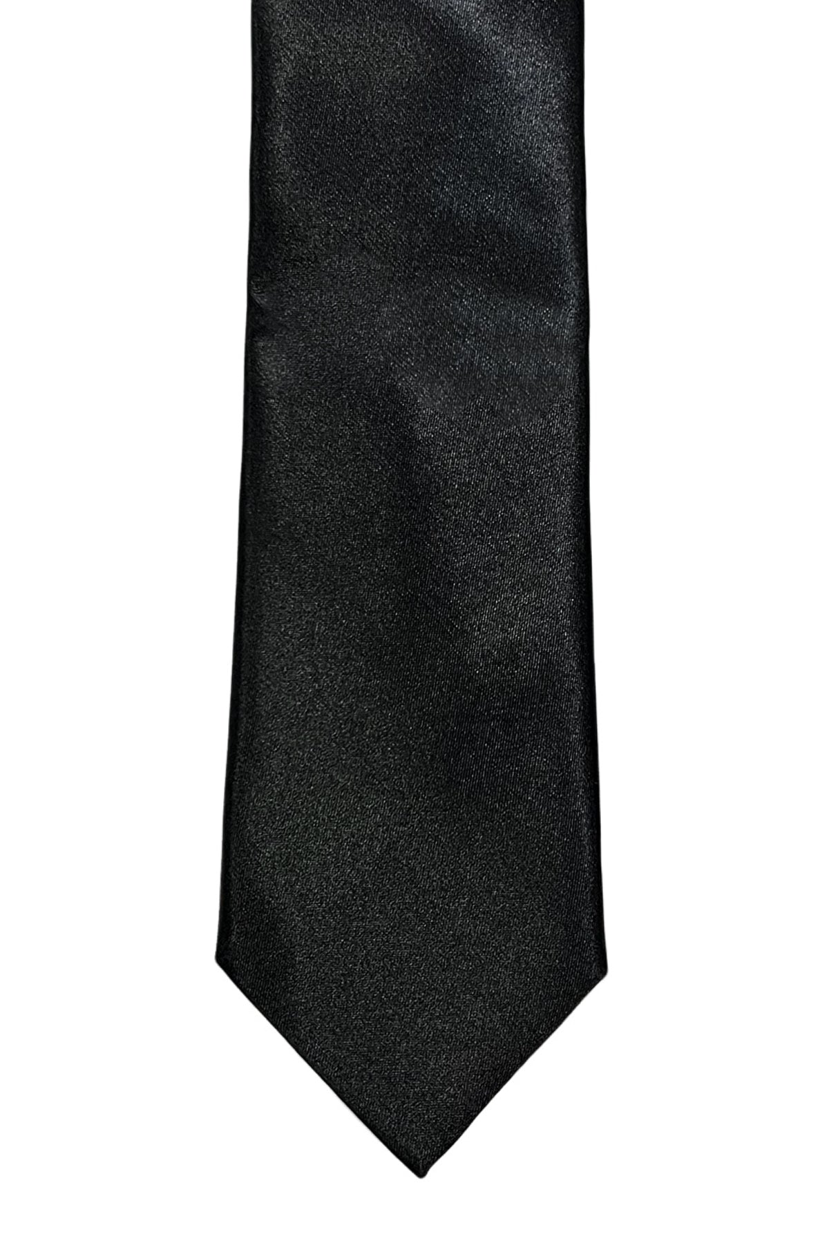 Cravatta uomo nera 9cm in misto seta effetto raso lucido da cerimonia elegante