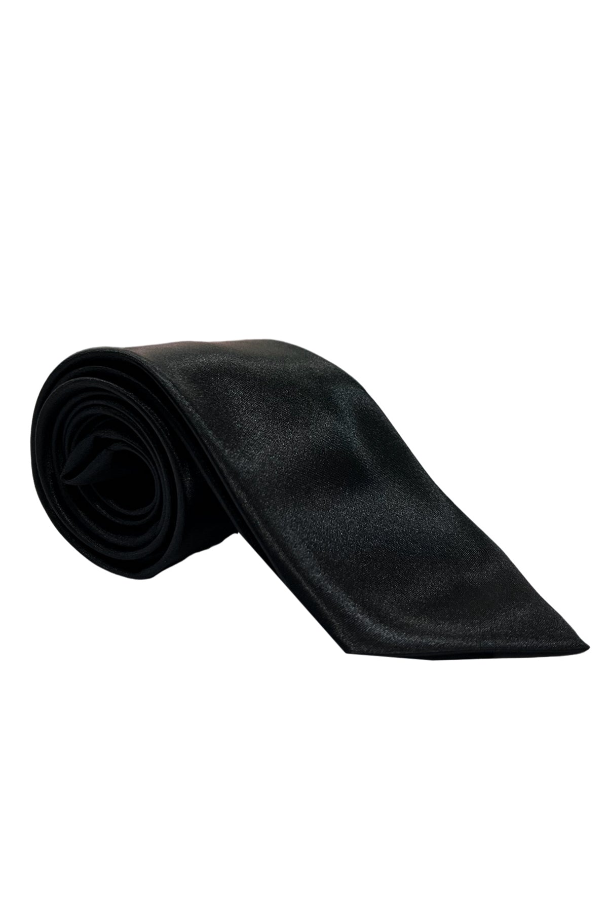 Cravatta uomo nera 9cm in misto seta effetto raso lucido da cerimonia elegante
