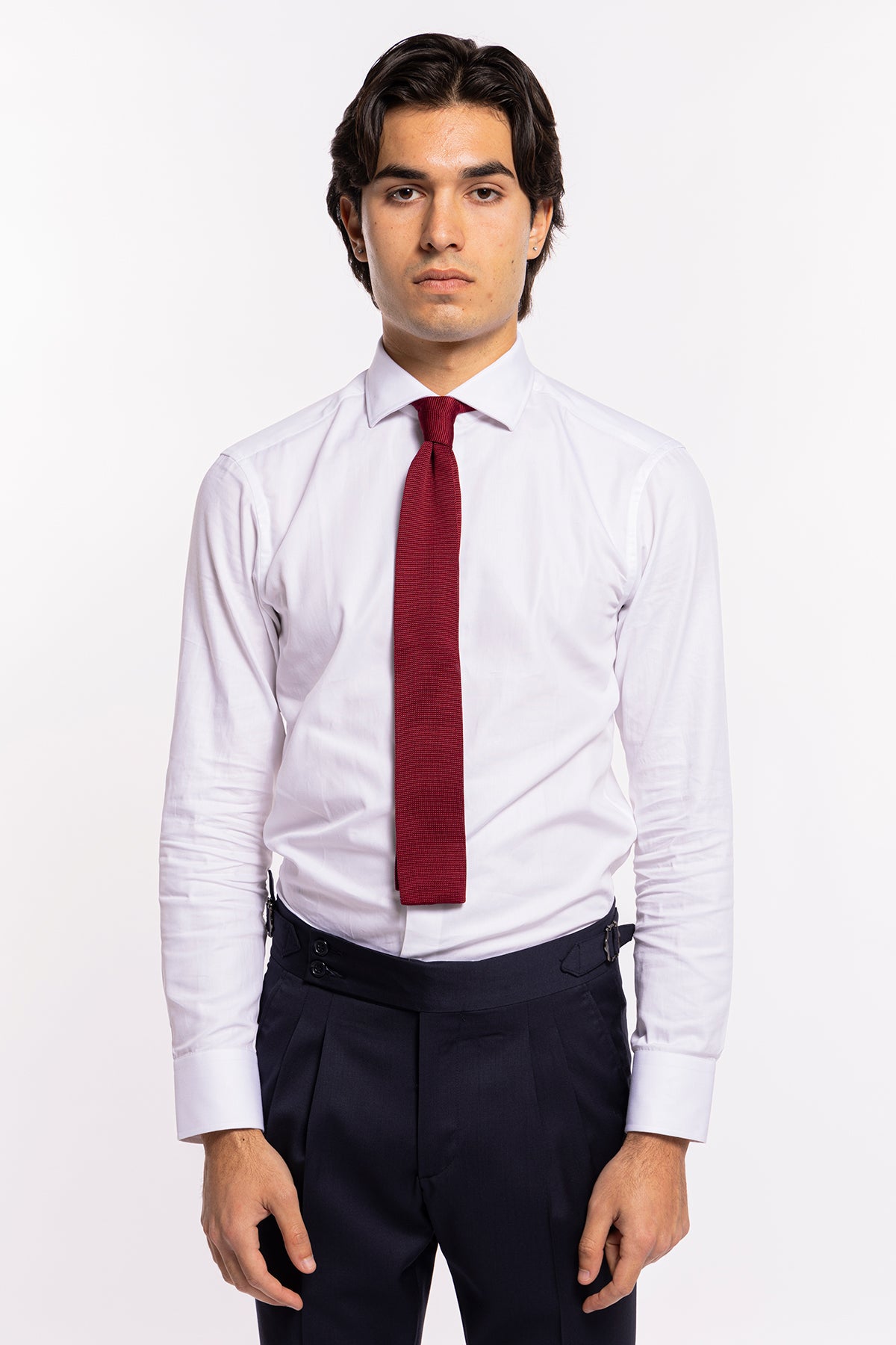 Cravatta uomo bordeaux in tricot 6cm fondo dritto