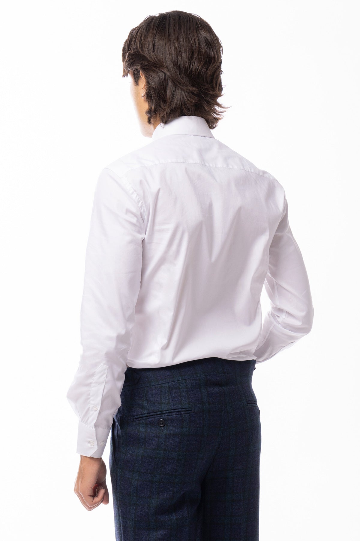 Camicia Uomo regular Fit bianca 100% cotone Tinta unita collo semi francese