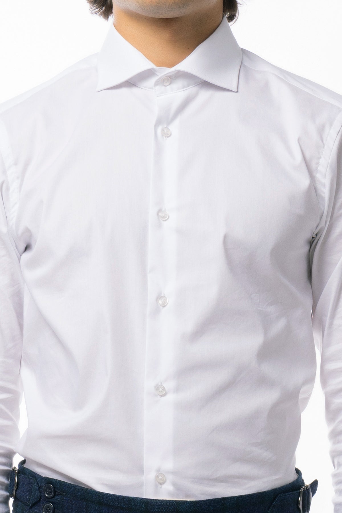 Camicia Uomo regular Fit bianca 100% cotone Tinta unita collo semi francese