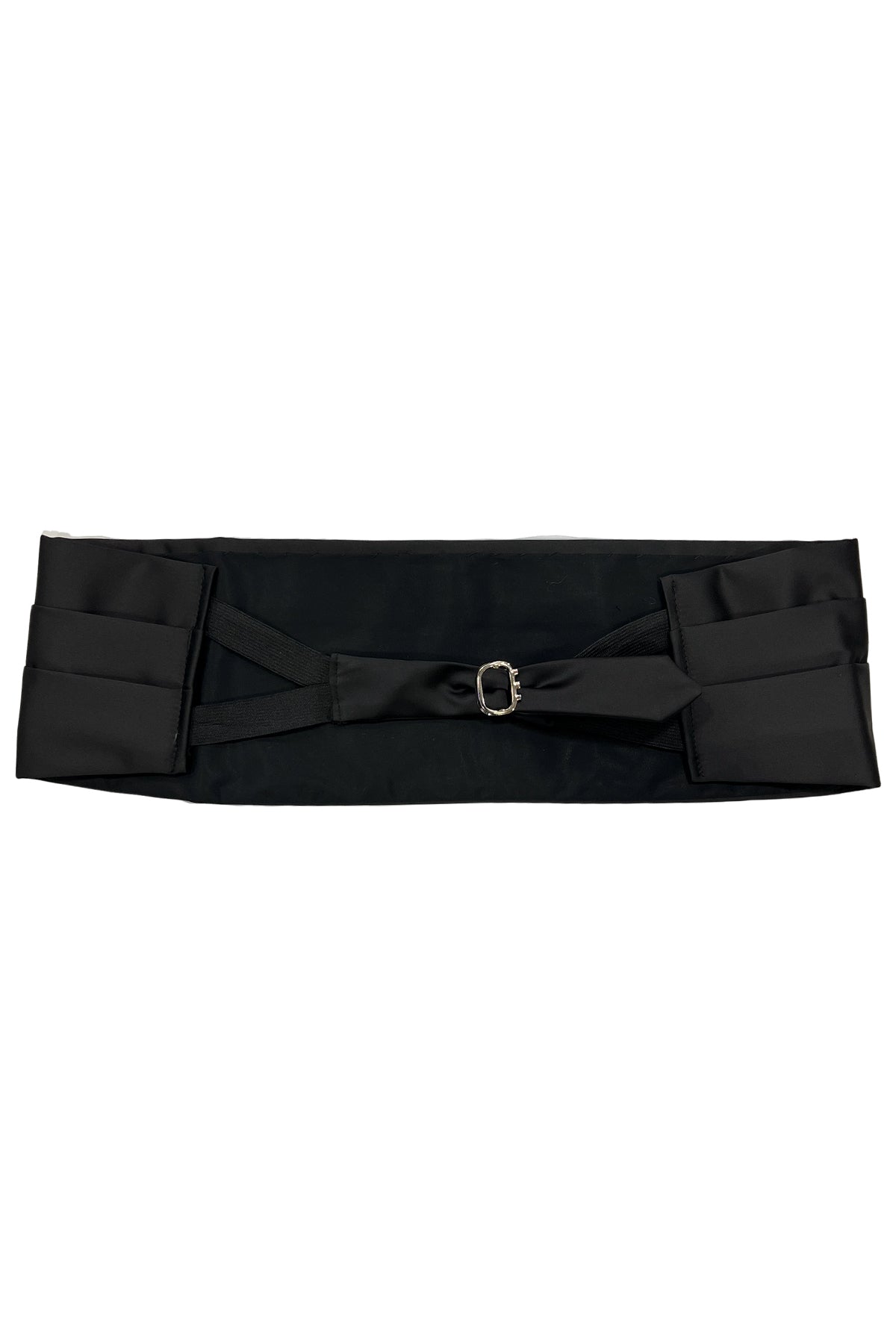 Fascia smoking in raso effetto seta nera effetto raso tinta unita chiusura gancio regolabile larghezza 14 cm