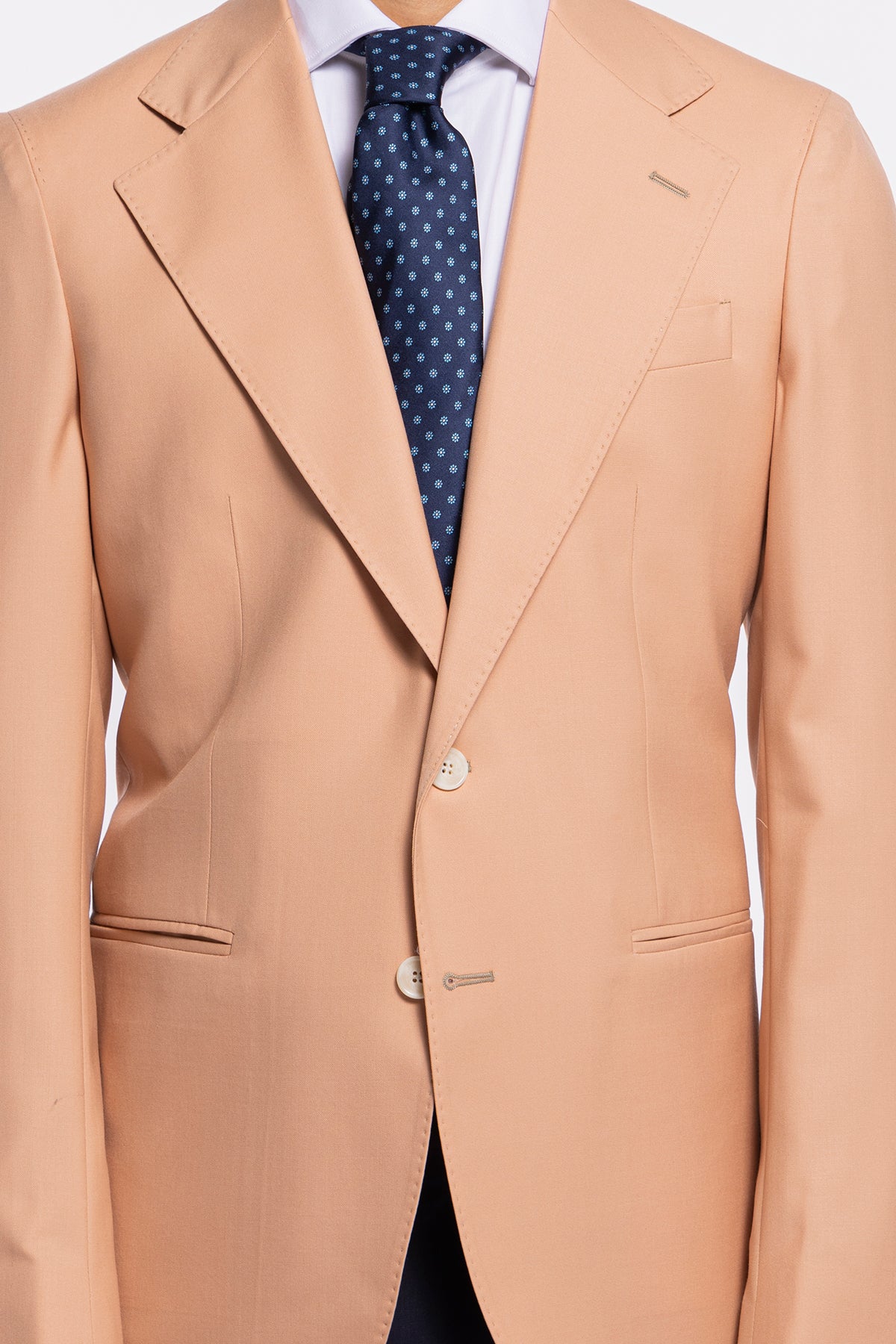 Abito uomo monopetto Pesca fresco lana super 140's Holland & Sherry Rever largo classico .