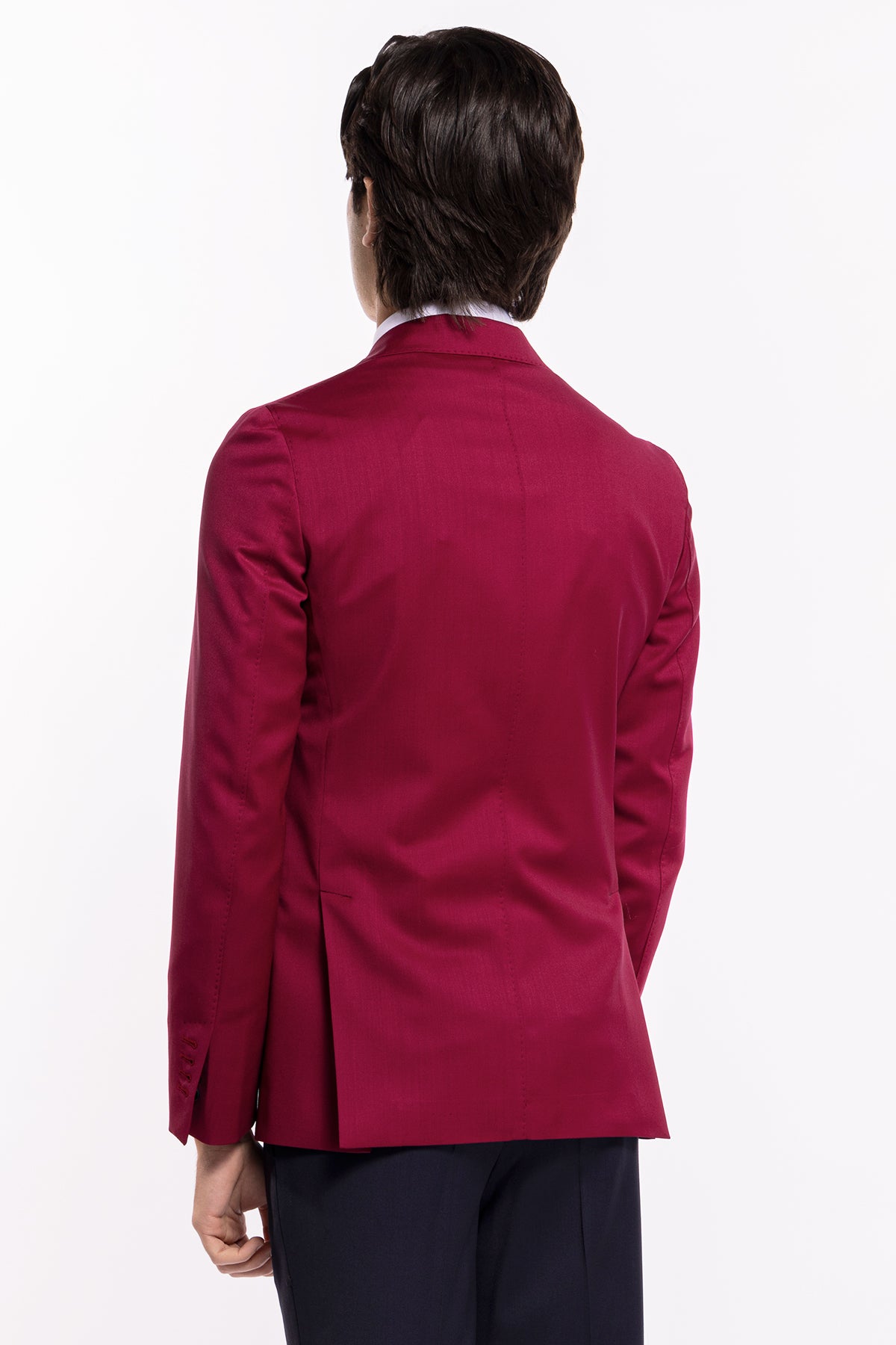 Giacca uomo monopetto Fucsia fresco lana super 130's Bristol Tessuti Napoli rever largo classico