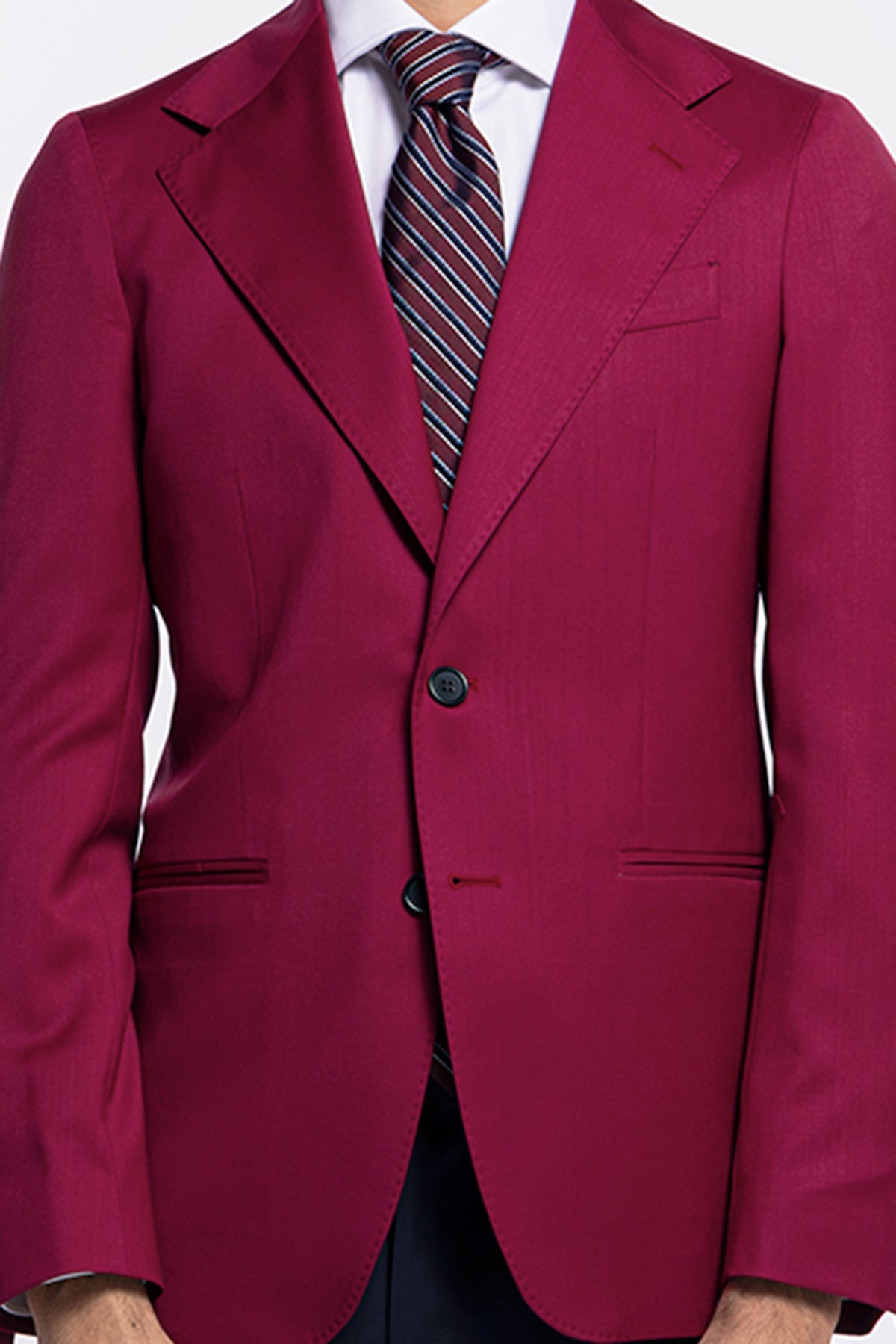 Giacca uomo monopetto Fucsia fresco lana super 130's Bristol Tessuti Napoli rever largo classico
