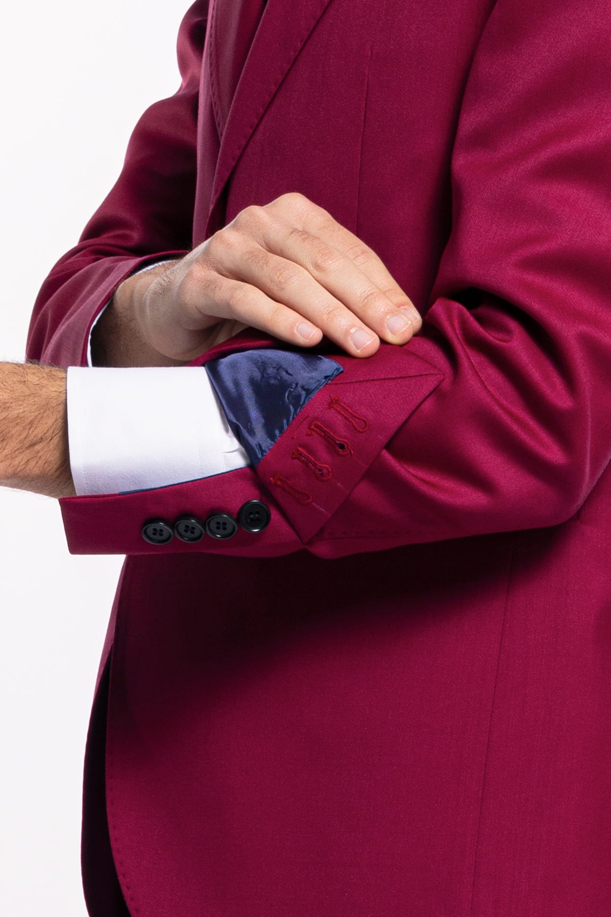 Giacca uomo monopetto Fucsia fresco lana super 130's Bristol Tessuti Napoli rever largo classico