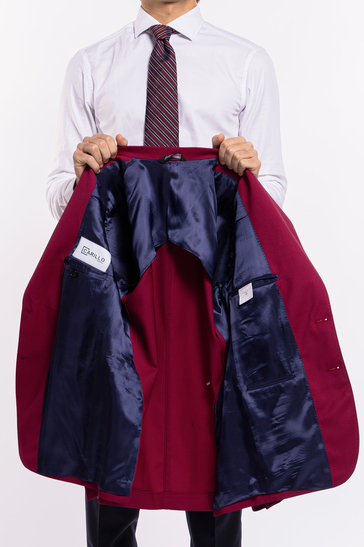 Giacca uomo monopetto Fucsia fresco lana super 130's Bristol Tessuti Napoli rever largo classico