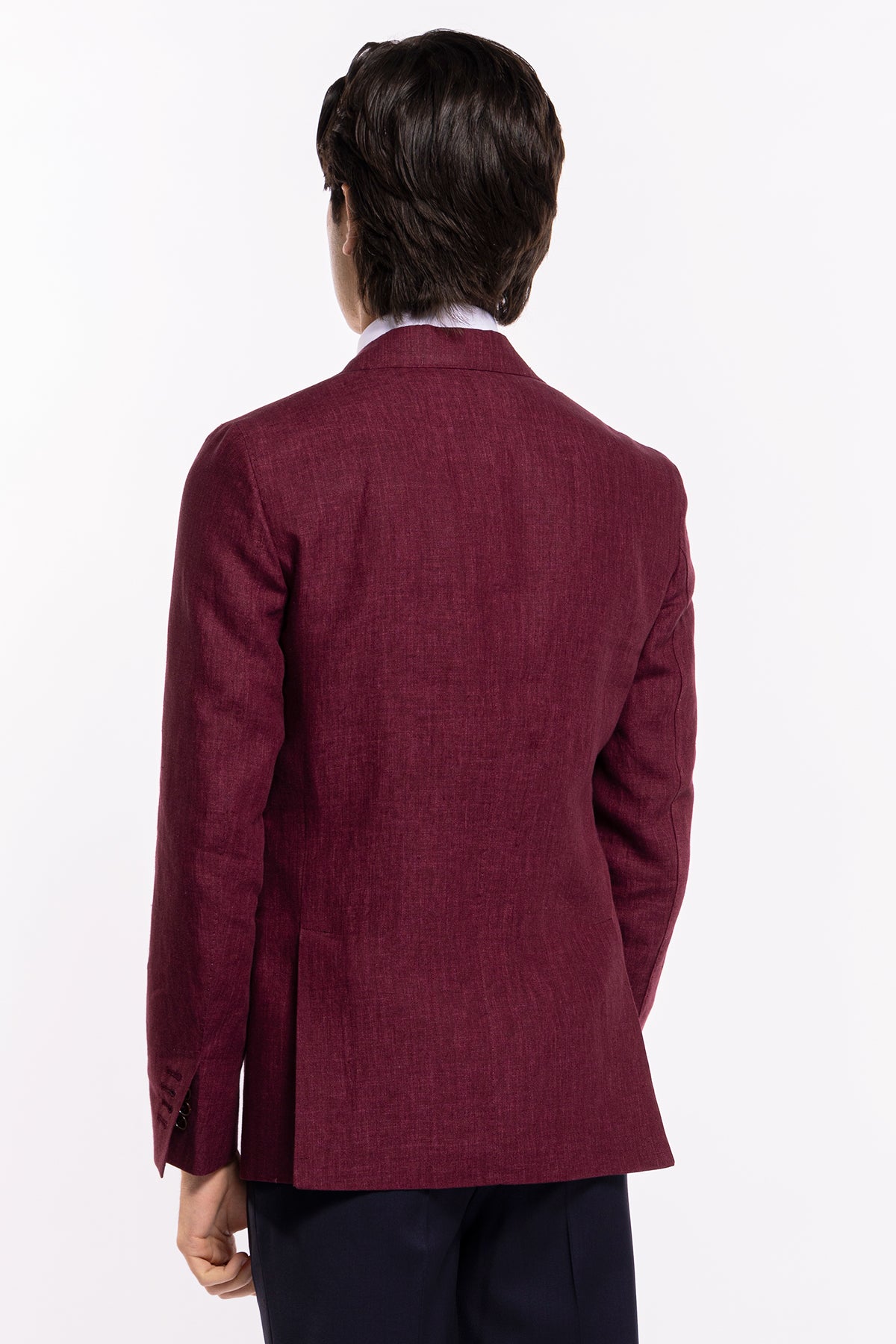 Giacca uomo monopetto bordeaux 100% lino Bristol Tessuti Napoli rever largo classico