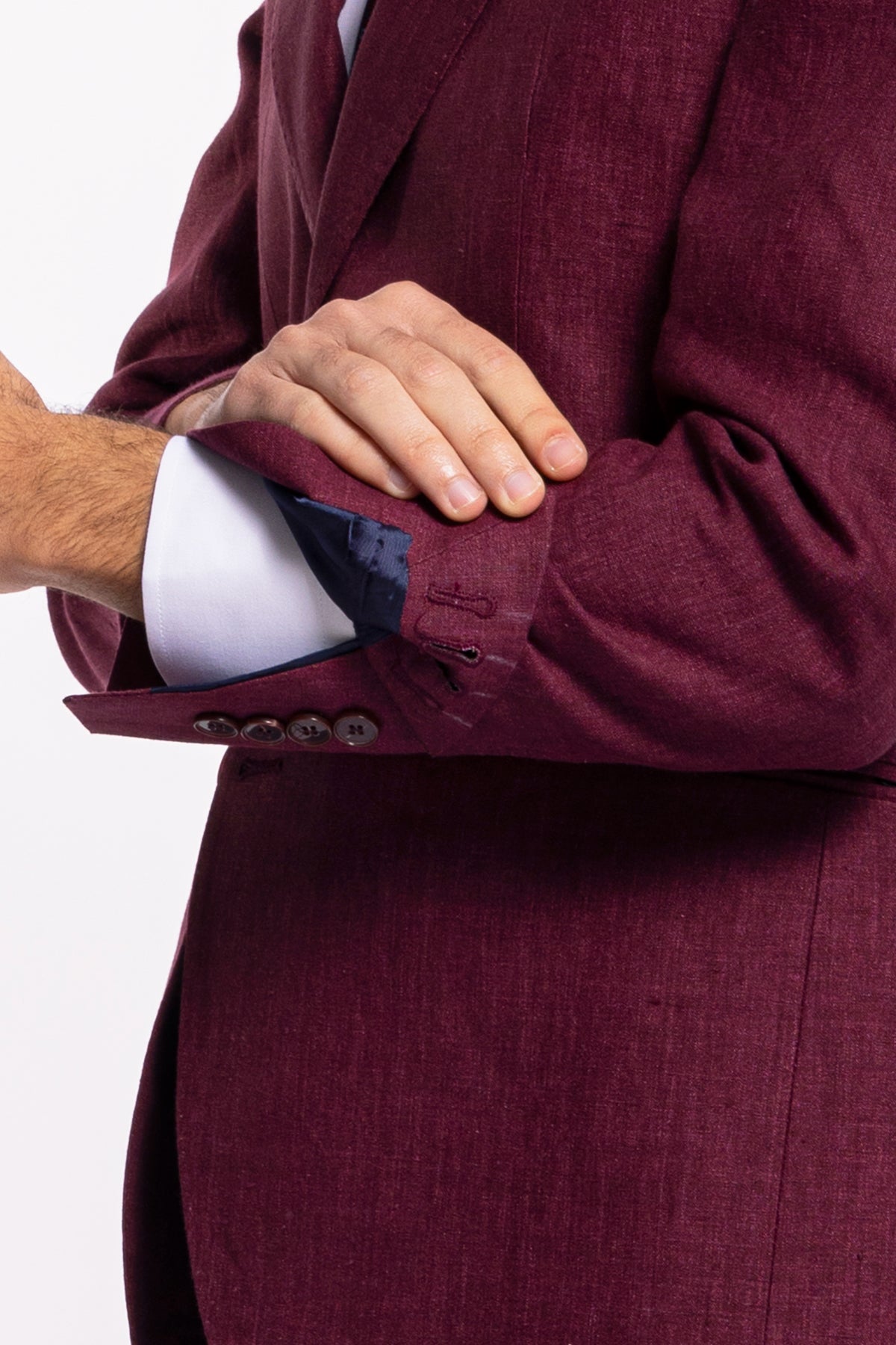Giacca uomo monopetto bordeaux 100% lino Bristol Tessuti Napoli rever largo classico