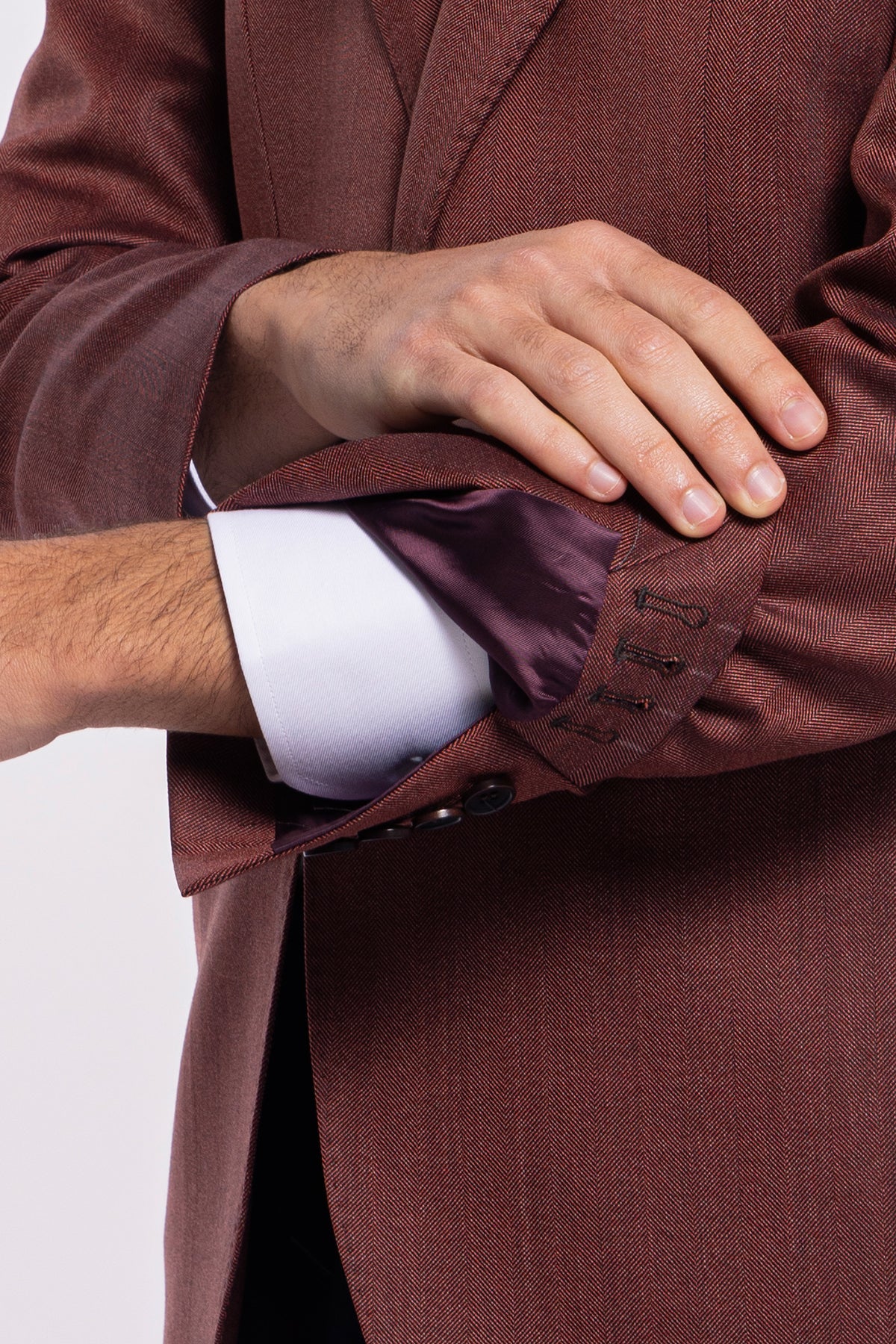 Giacca uomo monopetto rossa spigata in fresco lana Vitale Barberis Canonico sartoriale slim fit rever largo classico