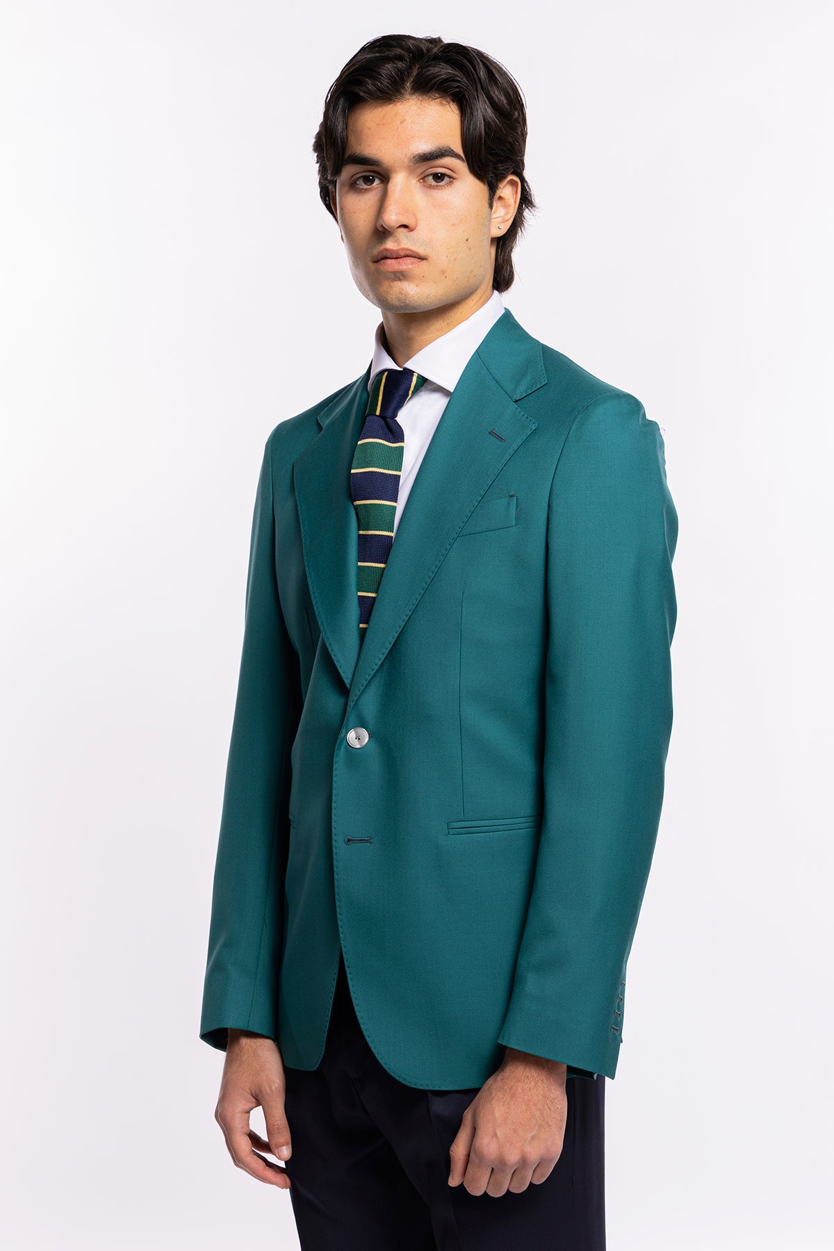 Giacca uomo monopetto verde menta fresco lana super 140's Holland & Sherry Rever largo classico