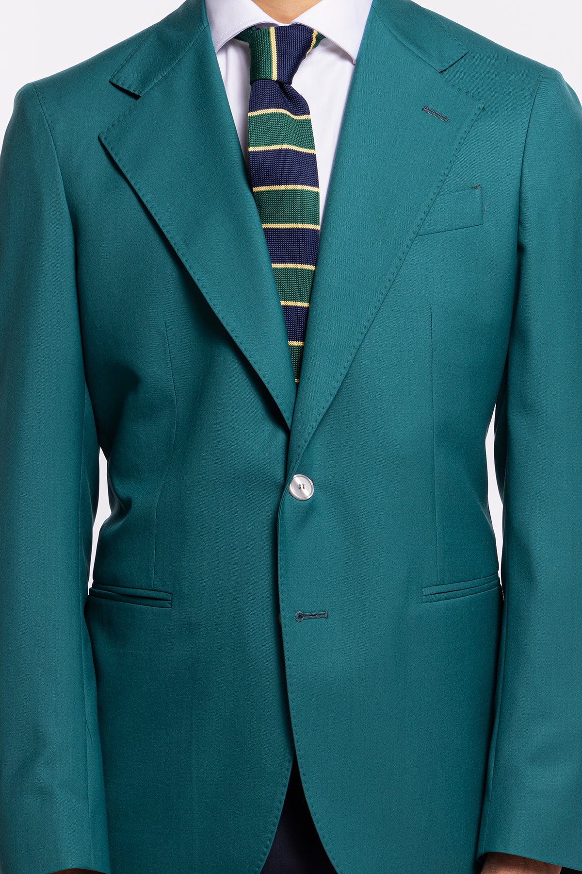 Giacca uomo monopetto verde menta fresco lana super 140's Holland & Sherry Rever largo classico