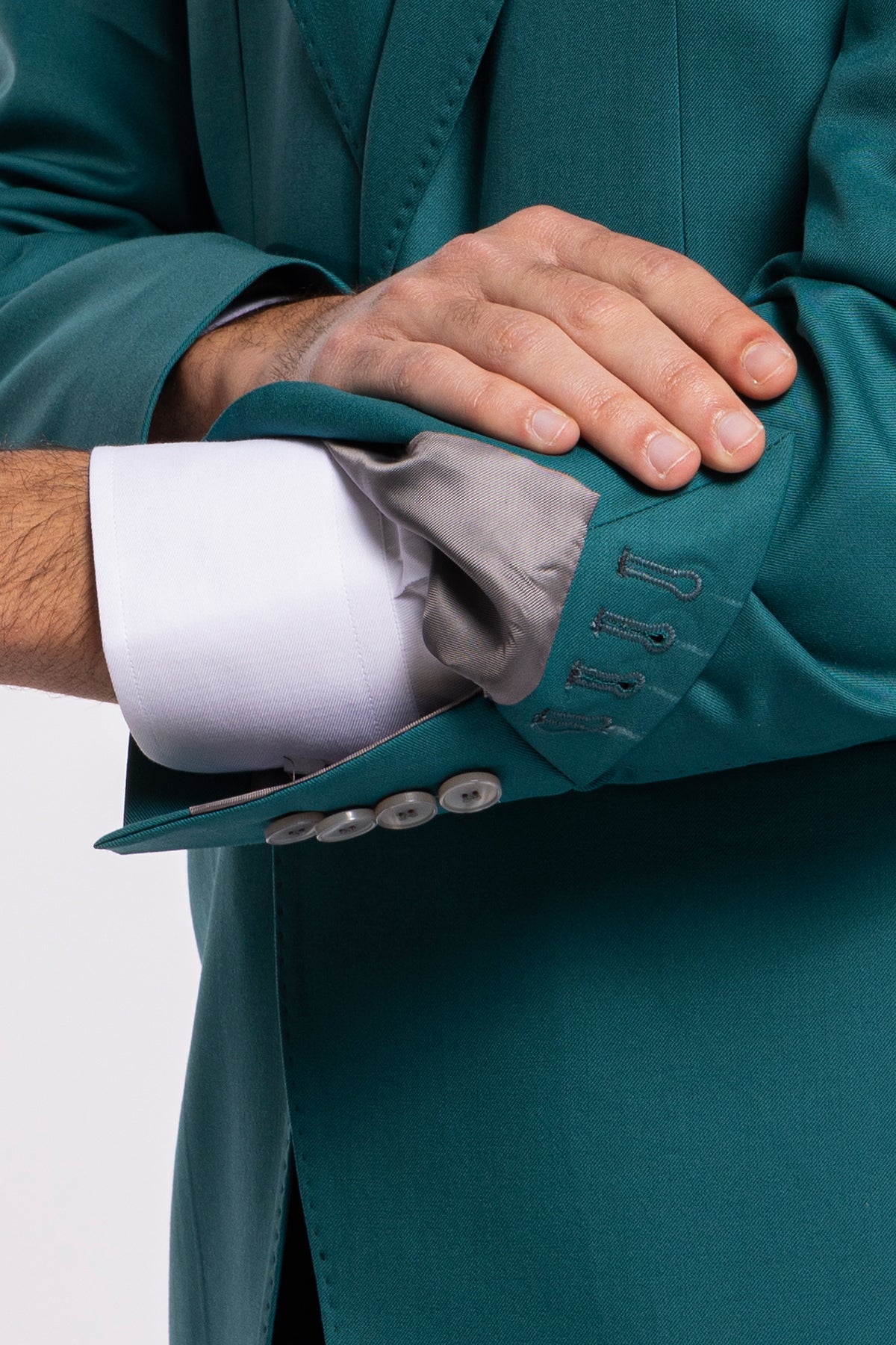Giacca uomo monopetto verde menta fresco lana super 140's Holland & Sherry Rever largo classico