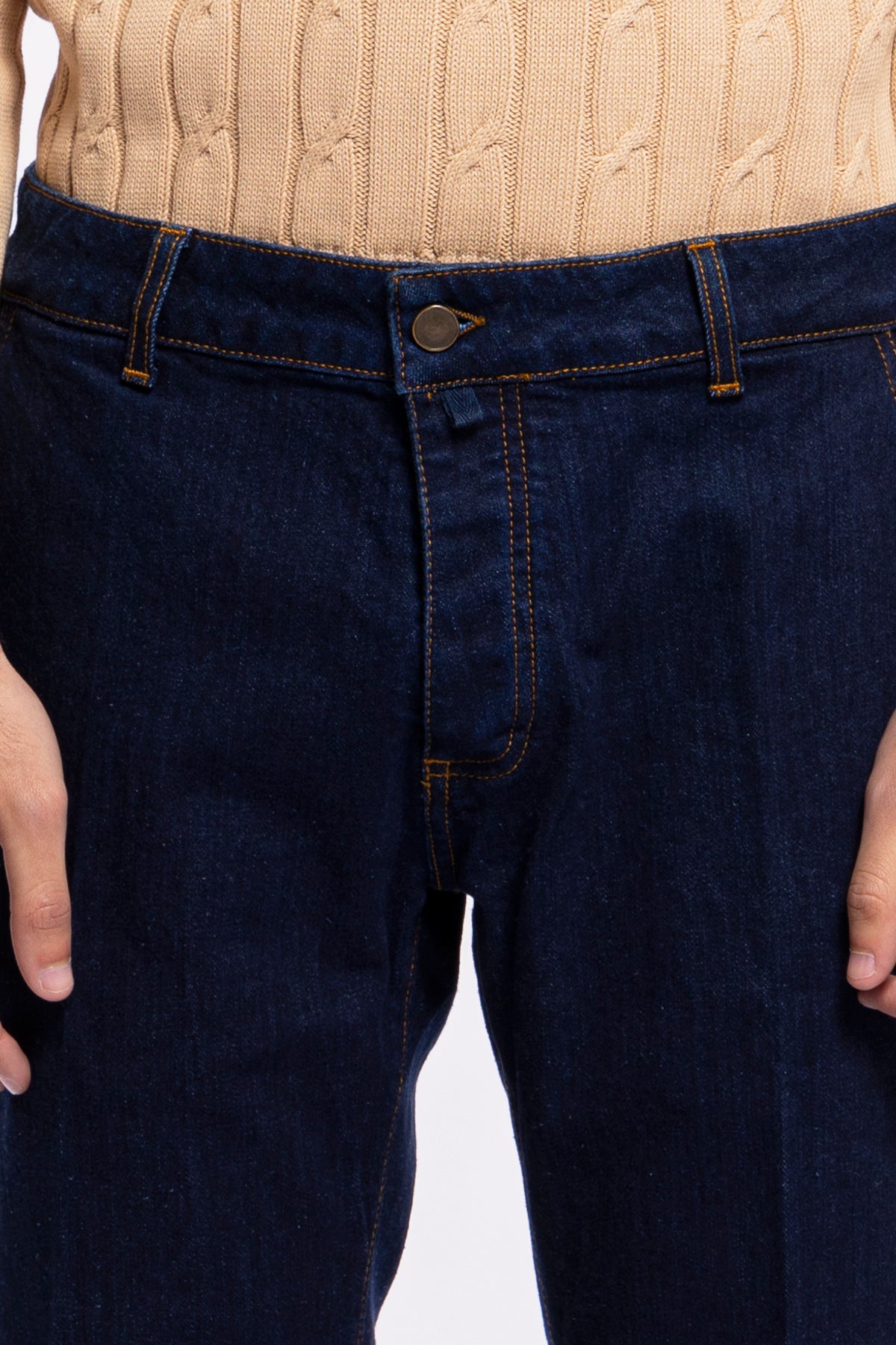 Jeans da uomo lavaggio zero tasca america con lievi rotture vestibilità slim cuciture in contrasto leggermente elasticizzato