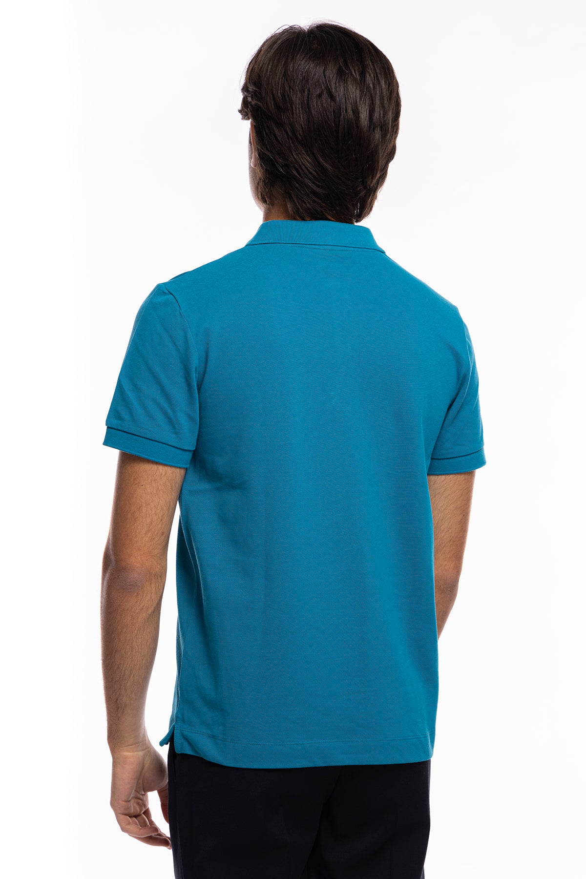 Polo in piquet Turchese da uomo 100% cotone mezza maniche tinta unita regular fit elasticizzata.
