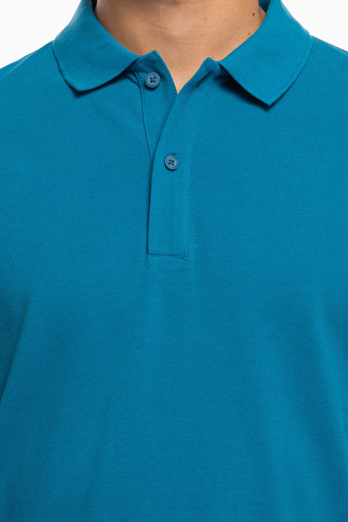 Polo in piquet Turchese da uomo 100% cotone mezza maniche tinta unita regular fit elasticizzata.