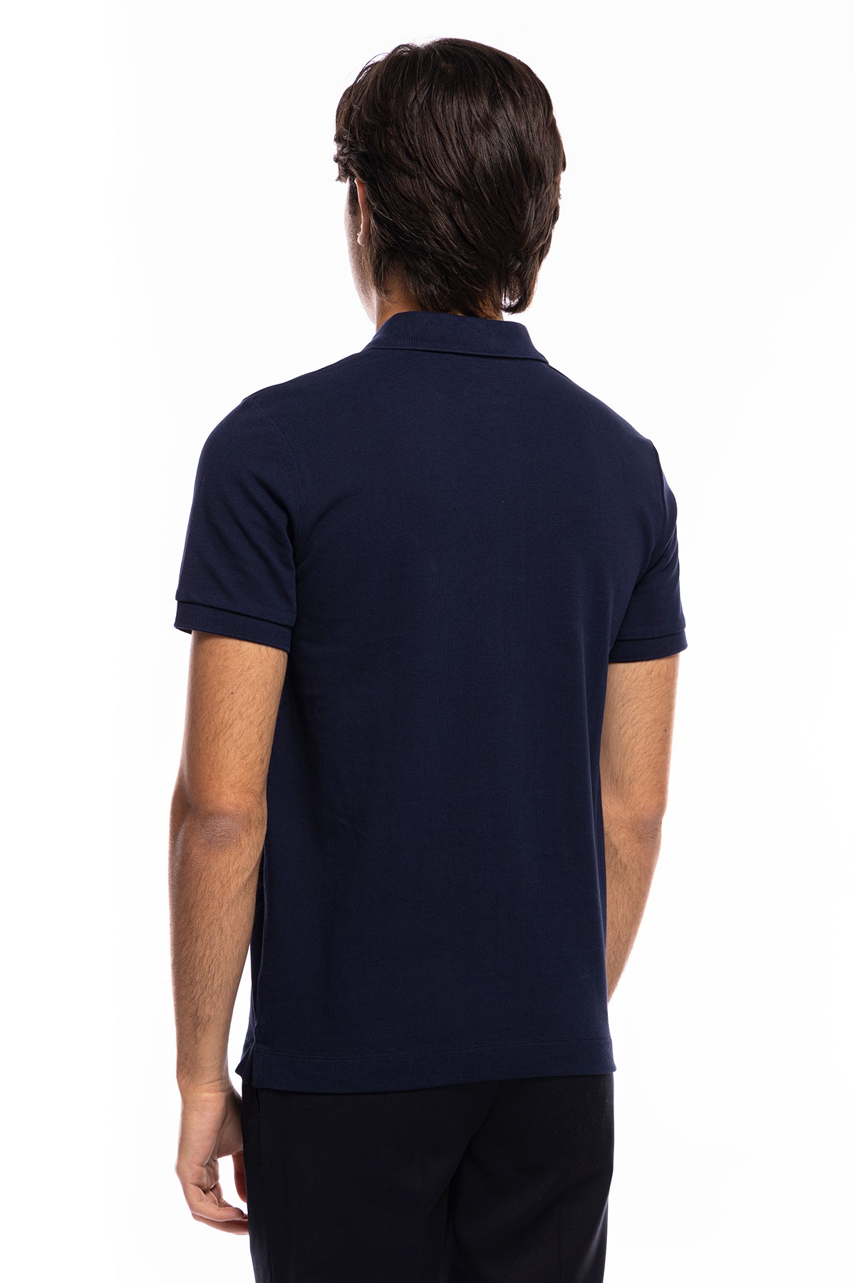 Polo da uomo Blu in piquet 100% cotone mezza maniche tinta unita regular fit elasticizzata-