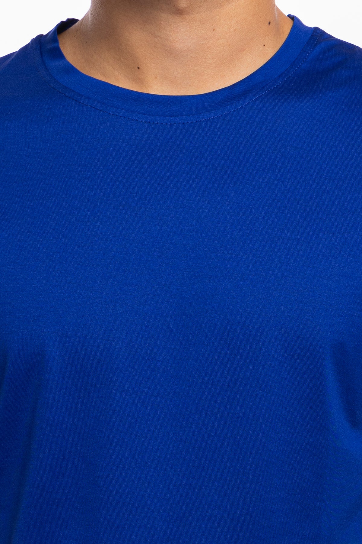 T-shirt da uomo filo di scozia royal Blu 100% cotone slim fit tinta unita Made In Italy