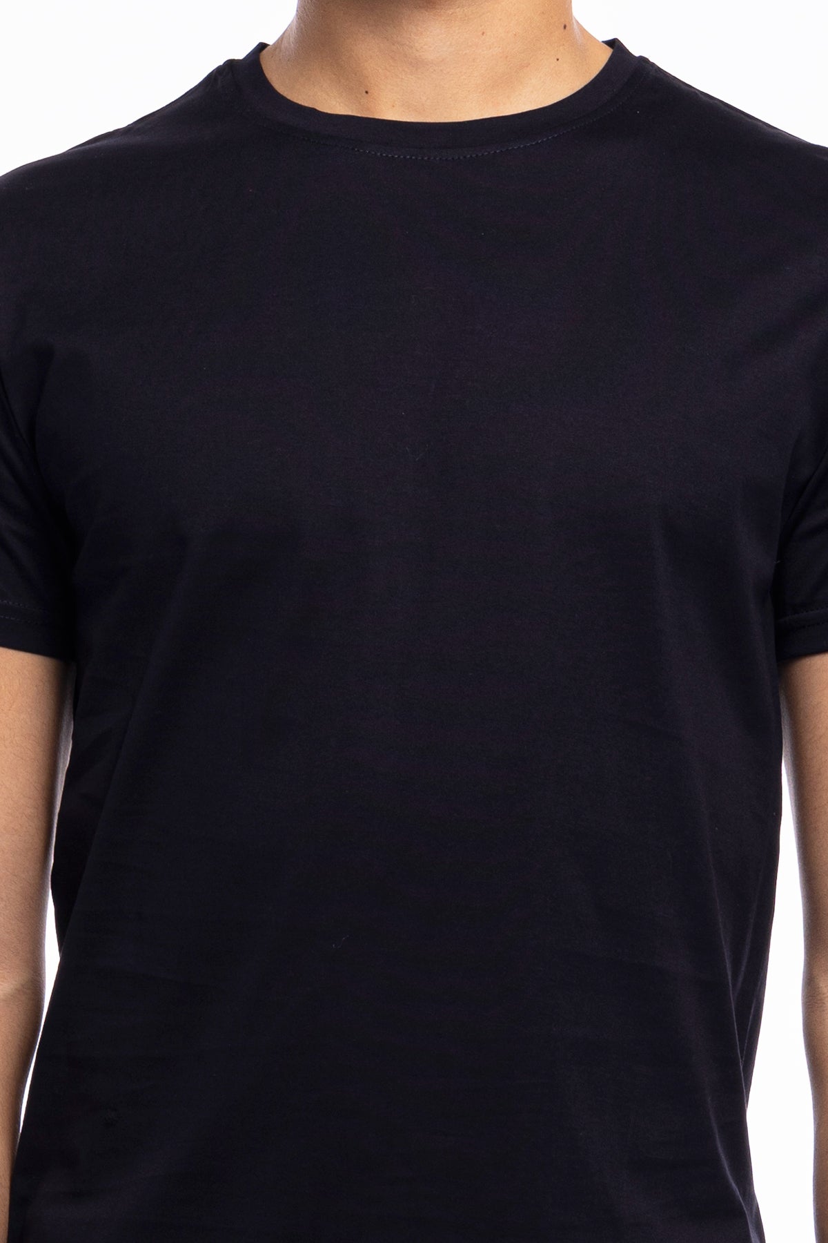 T-shirt da uomo filo di scozia Blu notte 100% cotone slim fit tinta unita Made In Italy.