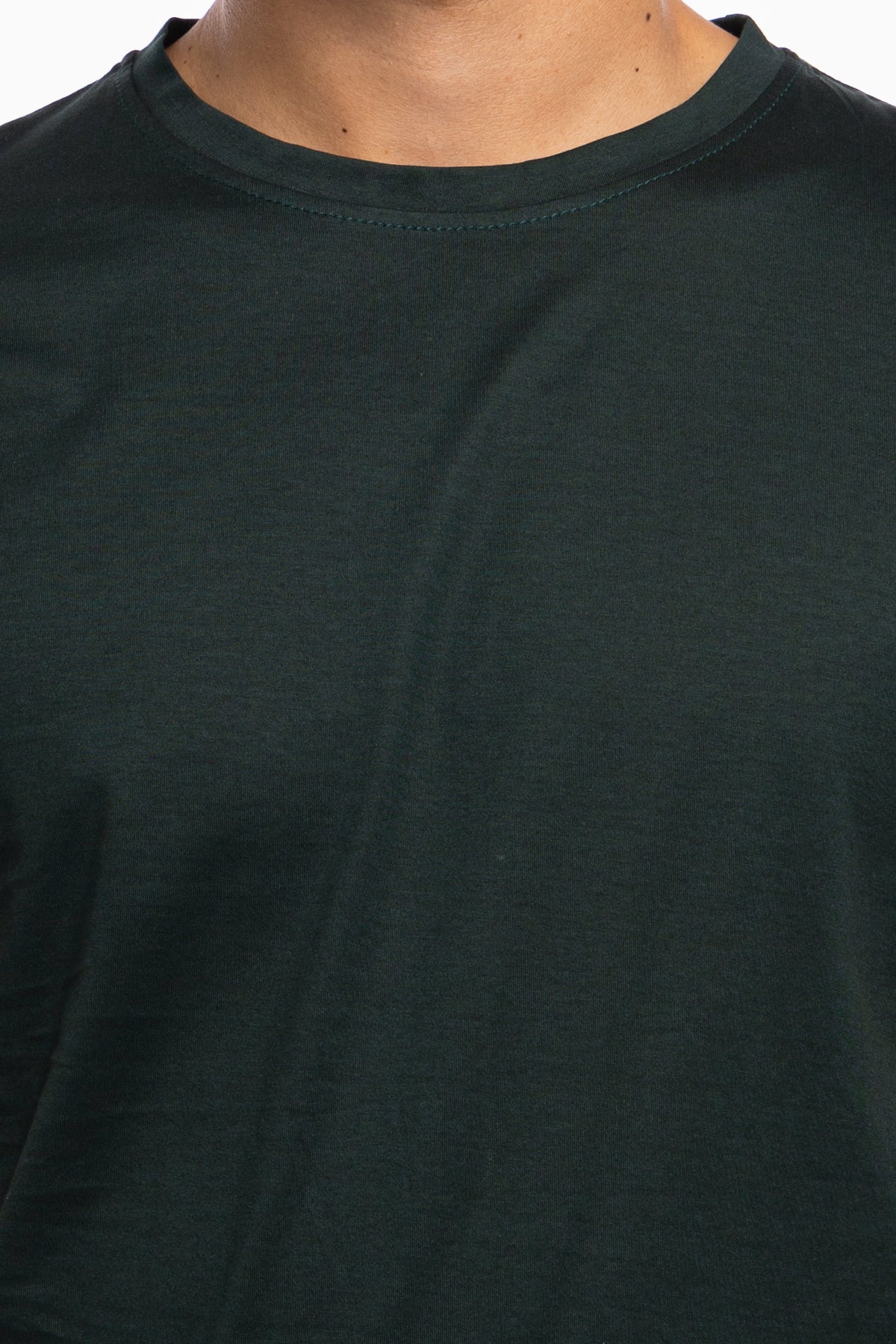 T-shirt da uomo filo di scozia Verde Bottiglia 100% cotone slim fit tinta unita Made In Italy