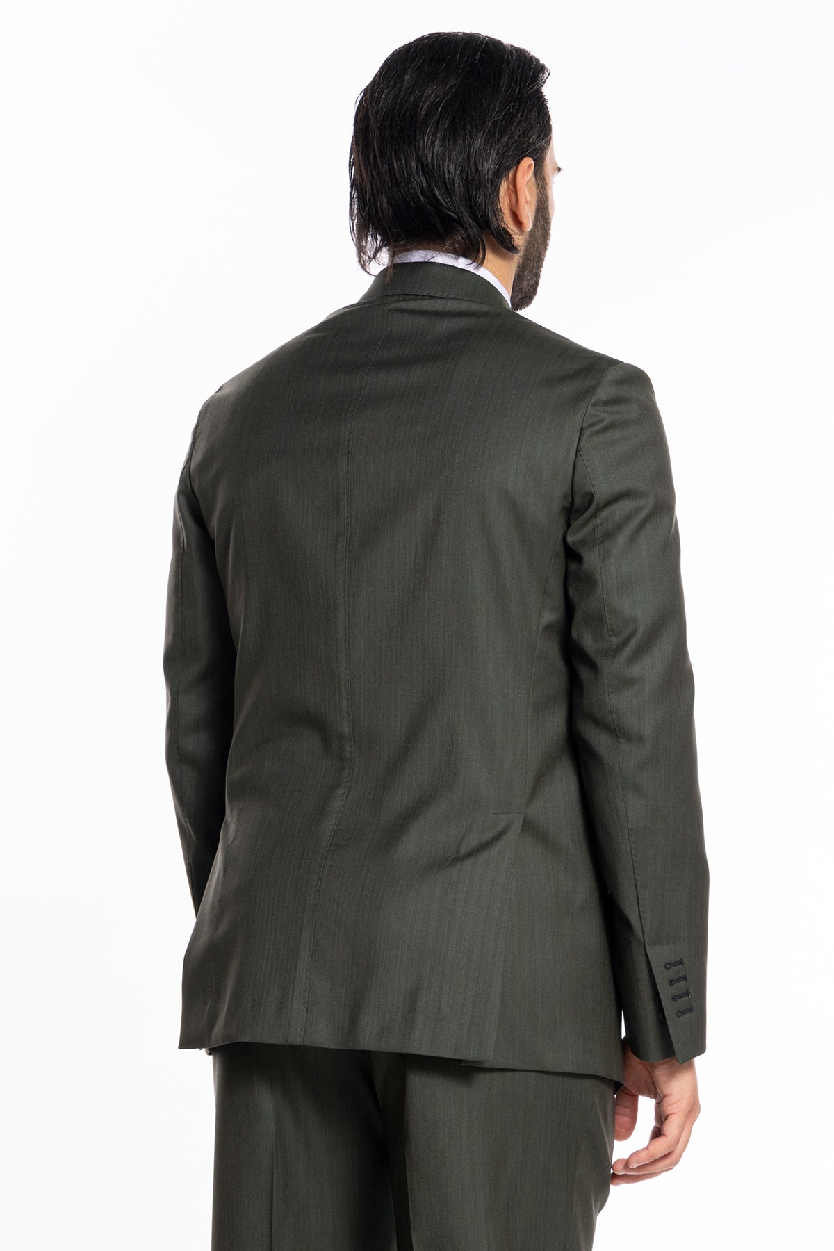 Giacca uomo monopetto verde militare Solaro in fresco lana e seta Vitale Barberis Canonico Rever classico