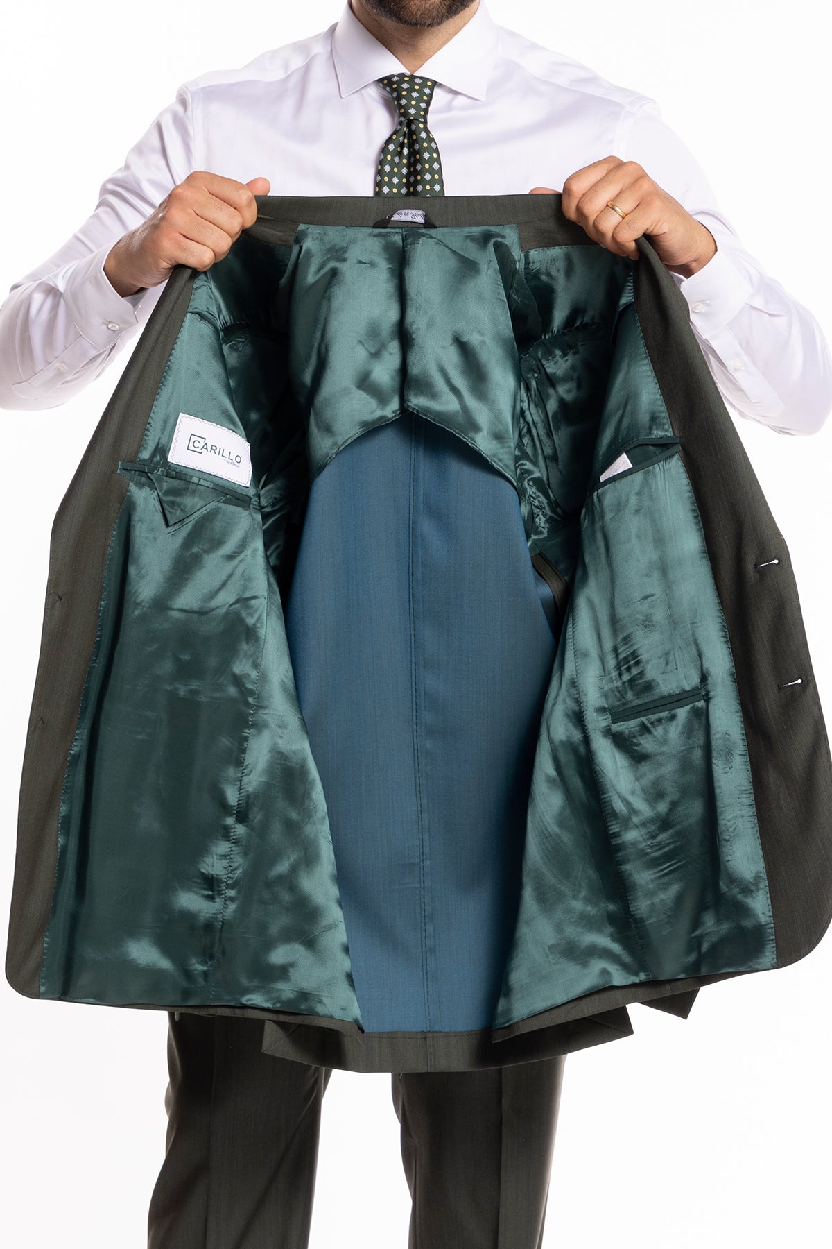 Giacca uomo monopetto verde militare Solaro in fresco lana e seta Vitale Barberis Canonico Rever classico