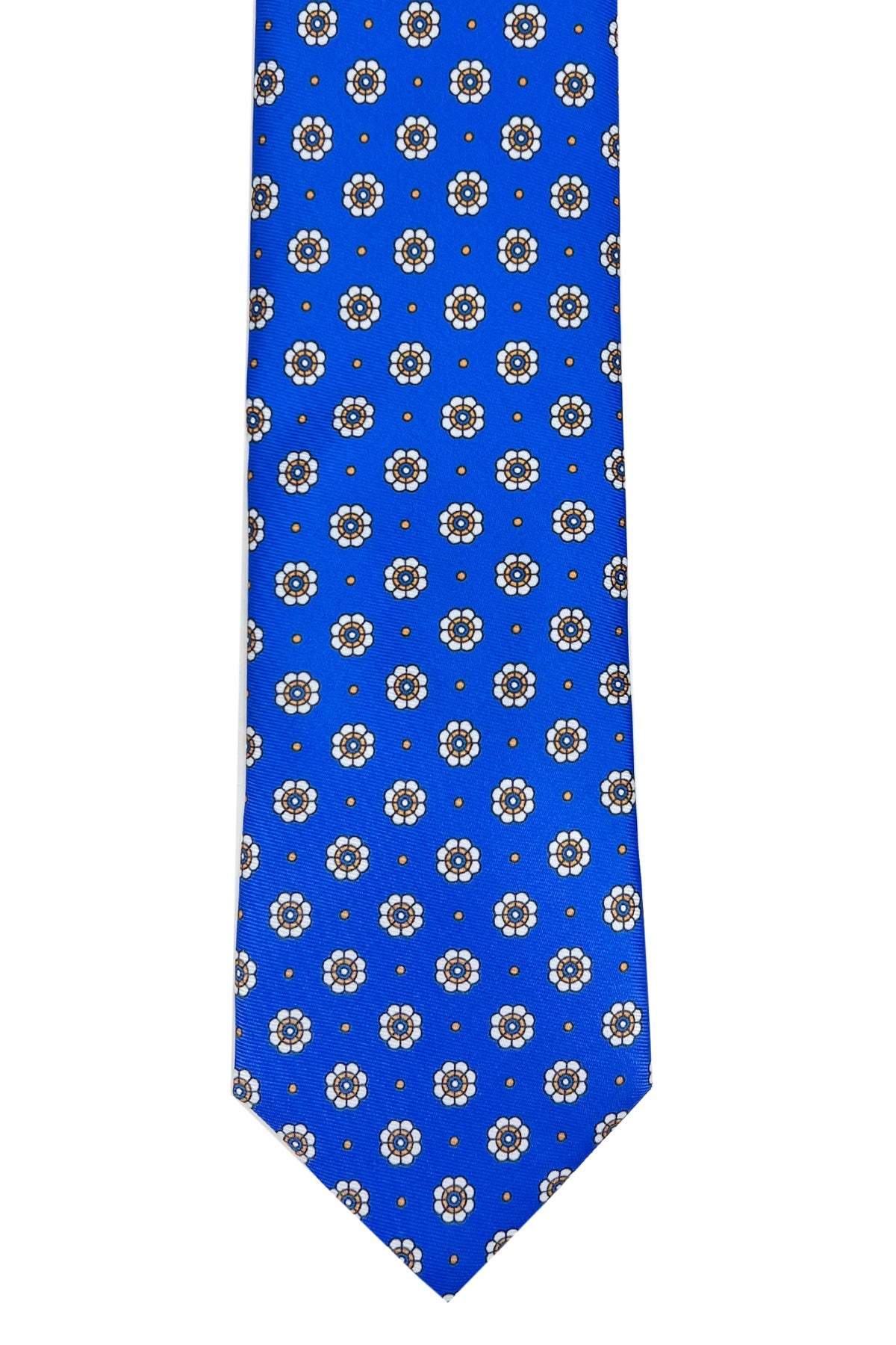 Cravatta uomo bluette Fantasia fiori grandi 8cm in seta 100%