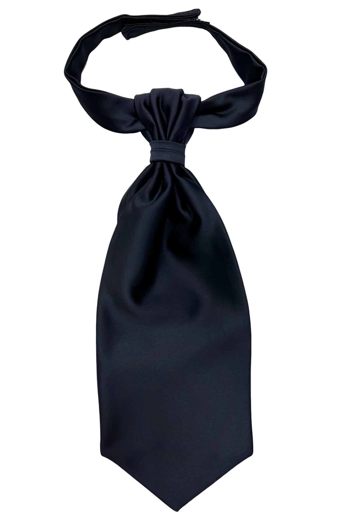 Plastron uomo Blu 14cm da sposo elegante tinta unita in raso effetto seta con nodo arriccio