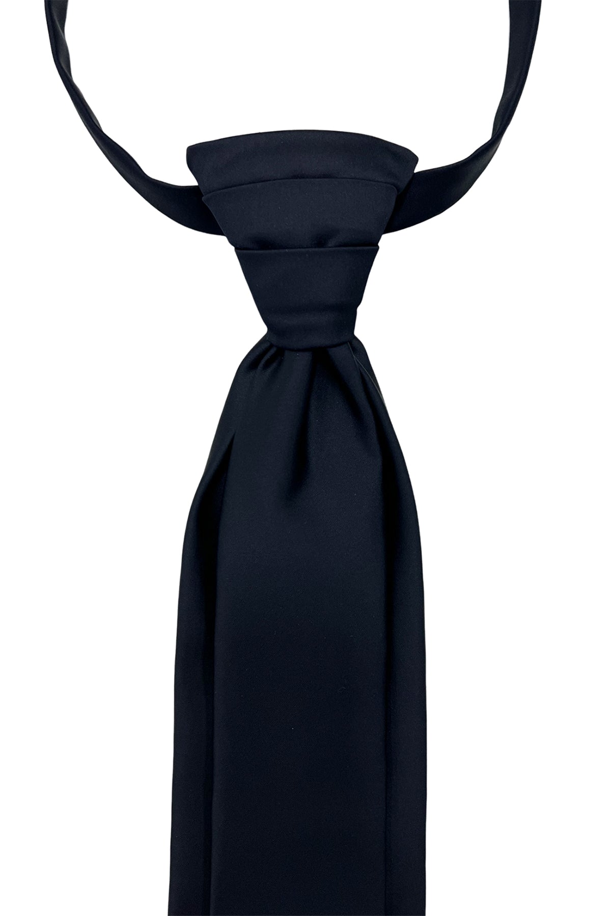 Plastron uomo Blu 8cm da sposo elegante tinta unita in raso effetto doppia cravatta