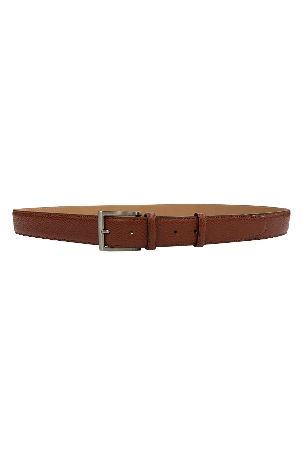Cintura uomo marrone in vera pelle con fibbia argento made in italy