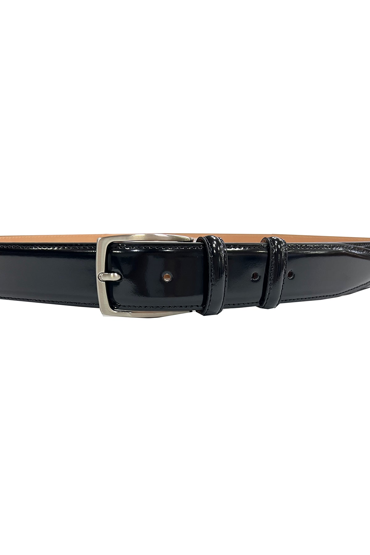 Cintura uomo nera in vera pelle con fibbia argento made in italy