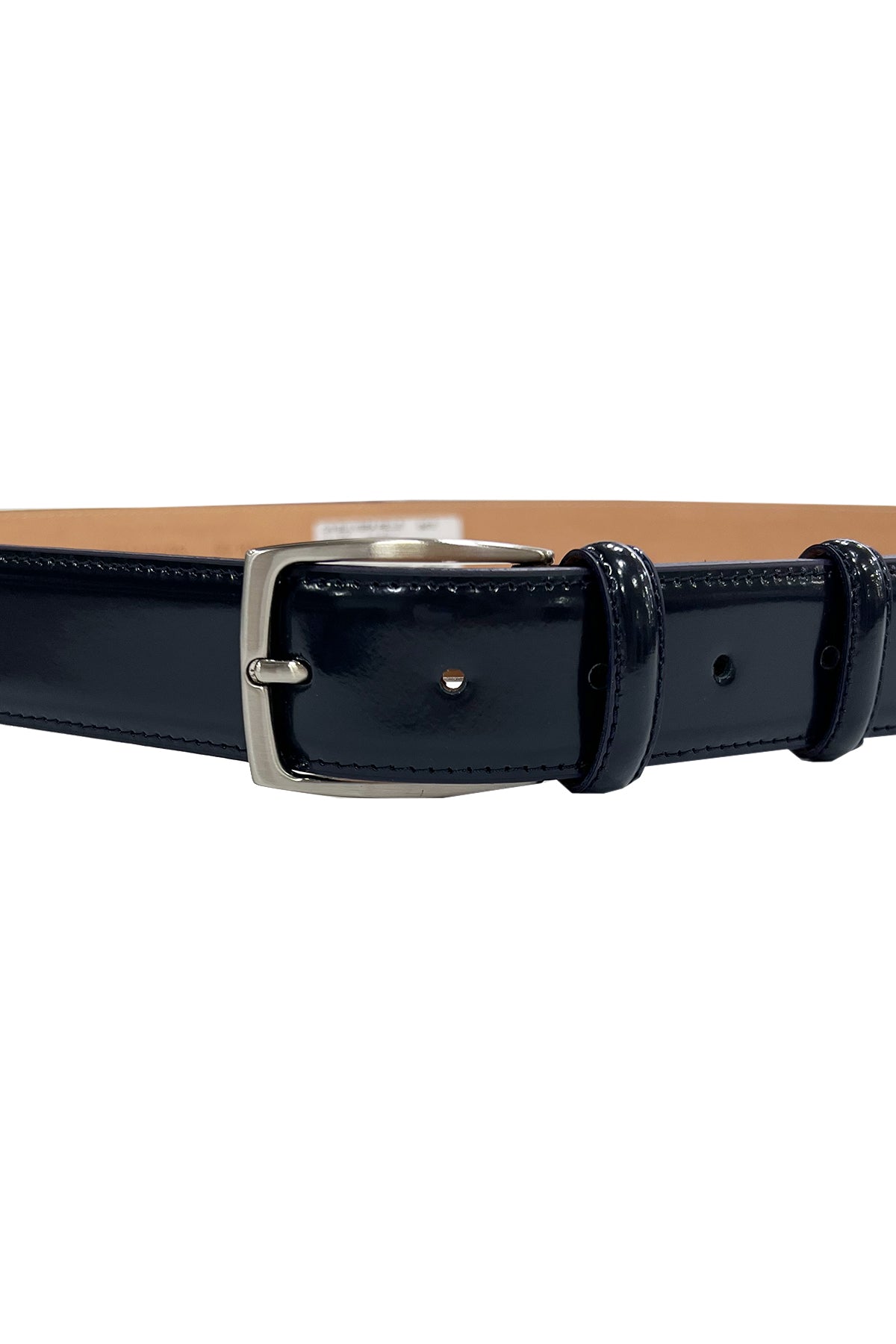 Cintura uomo blu in vera pelle con fibbia argento made in italy