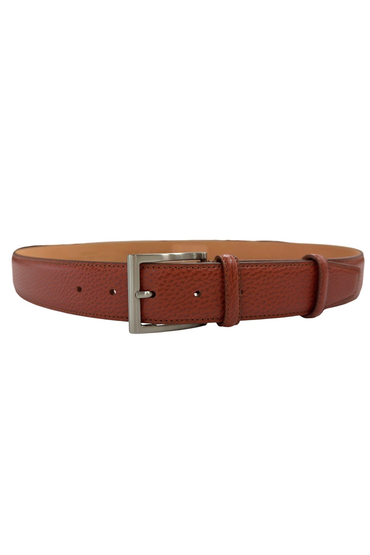 Cintura uomo cuoio in vera pelle con fibbia argento made in italy