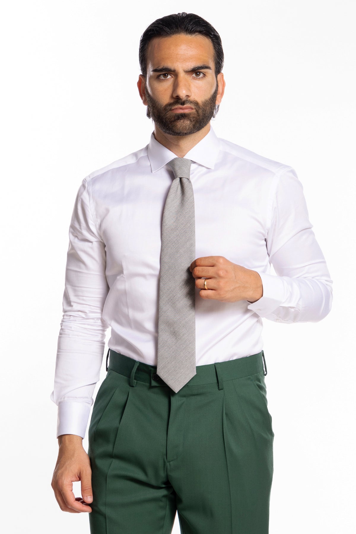 Cravatta uomo 9cm Grigio chiaro fresco lana super 130's Vitale Barberis Canonico