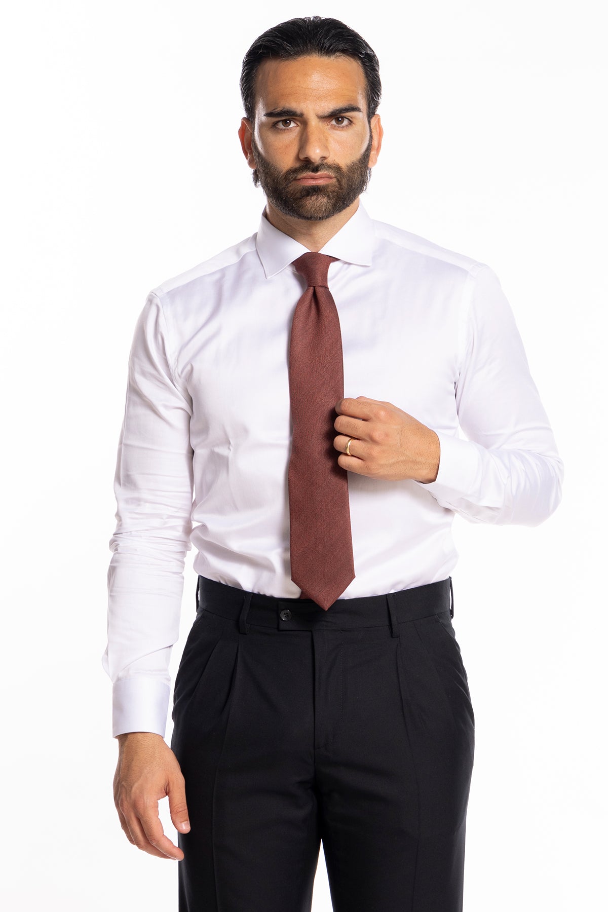 Cravatta uomo 9cm Rossa spigata fresco lana super 130's Vitale Barberis Canonico