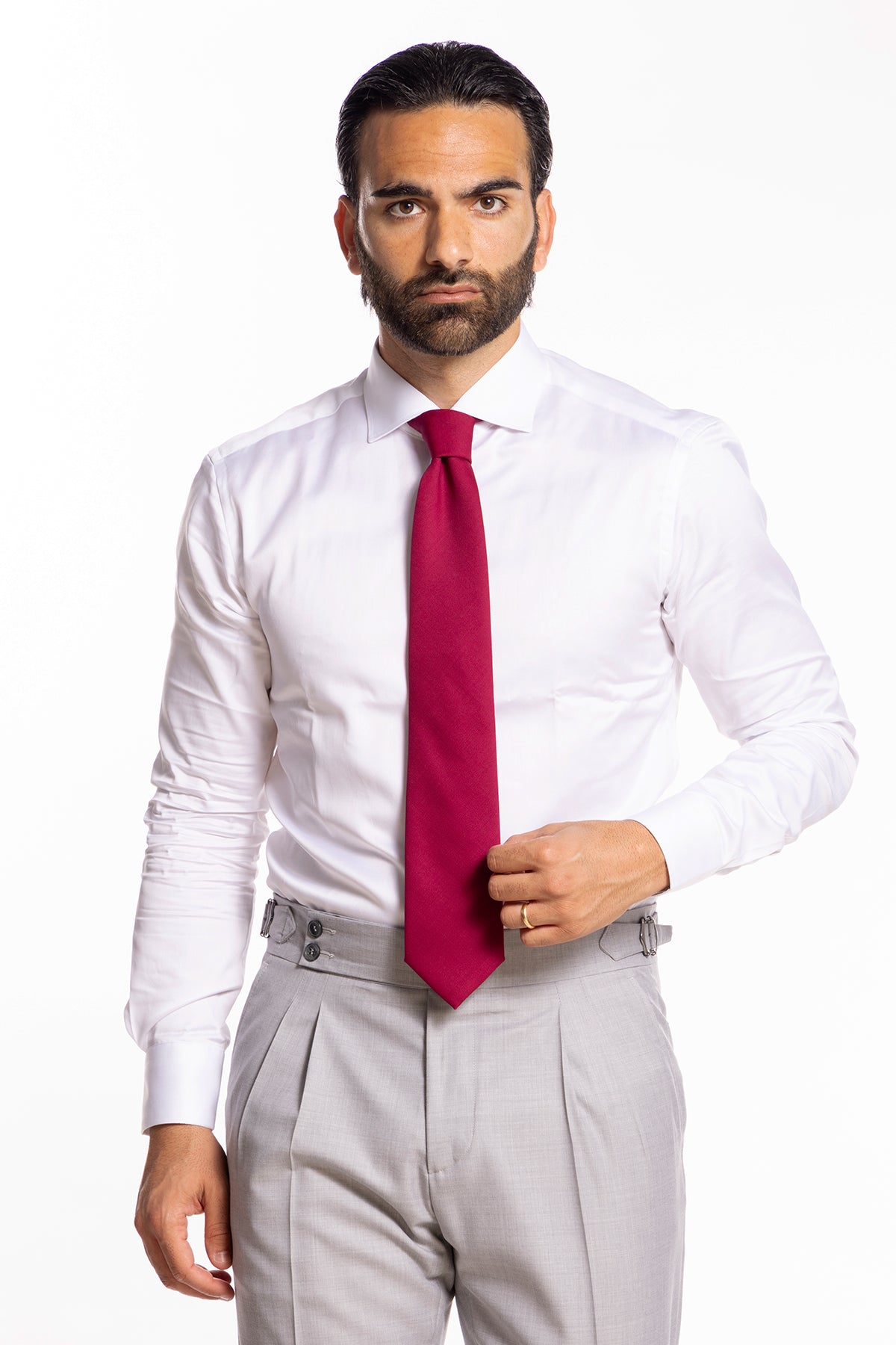 Cravatta uomo 9cm Fuxia fresco lana super 130's Bristol Tessuti Napoli