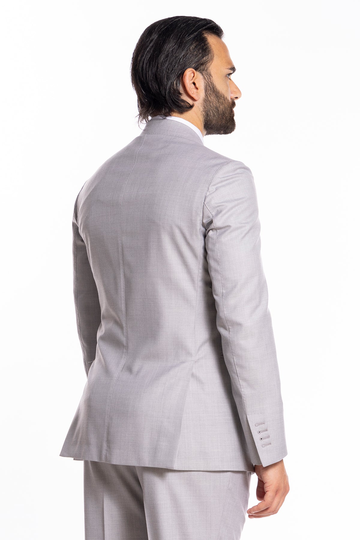 Giacca uomo monopetto grigio chiaro fresco lana super 140's Holland & Sherry Rever a lancia