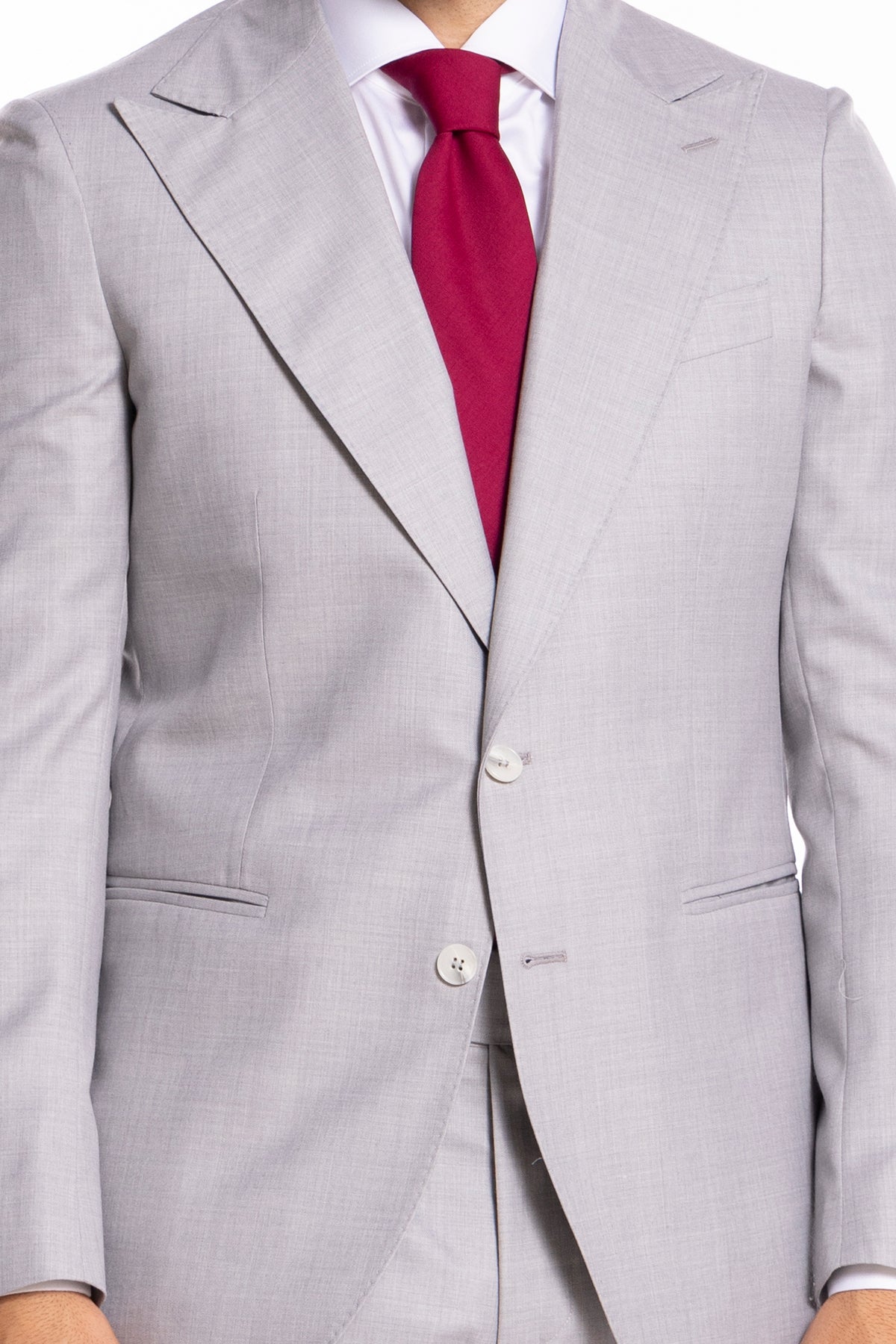Giacca uomo monopetto grigio chiaro fresco lana super 140's Holland & Sherry Rever a lancia