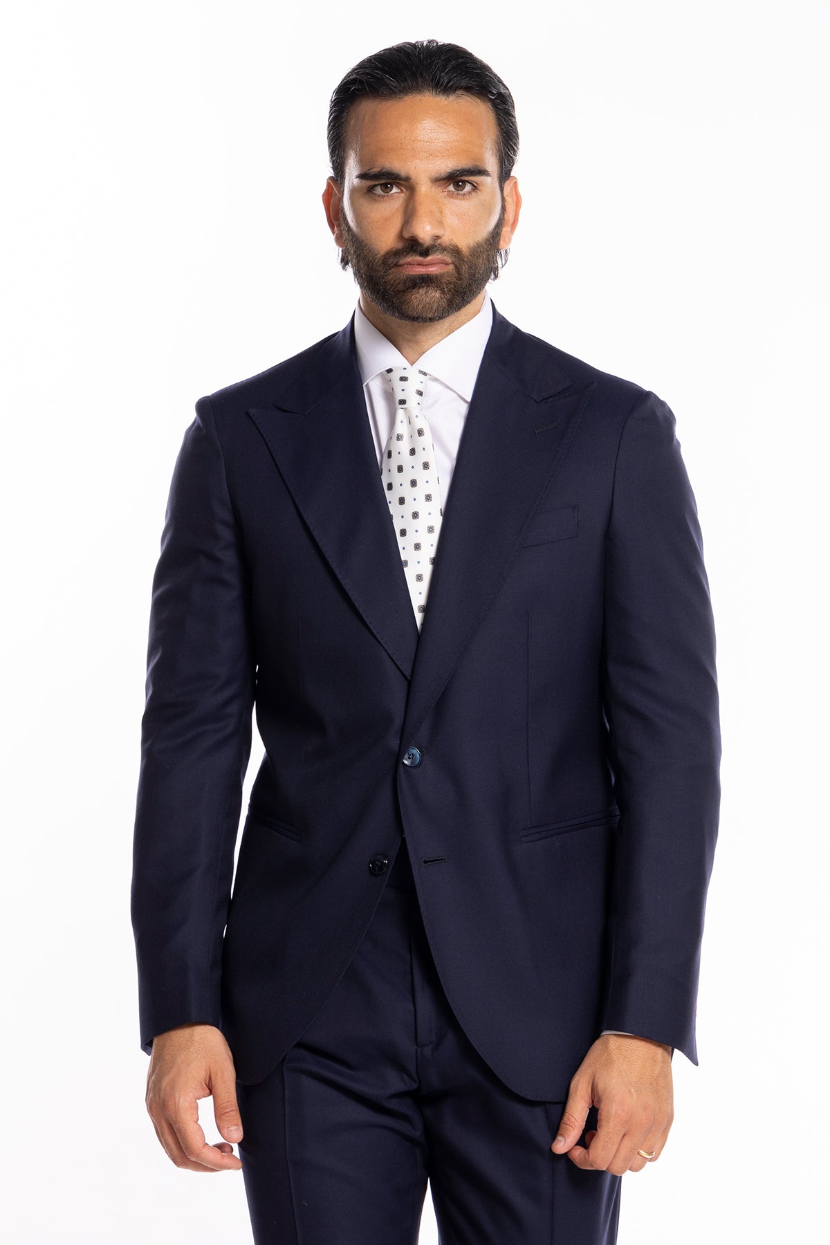 Giacca uomo monopetto Blu fresco lana super 140's Holland & Sherry Rever a lancia