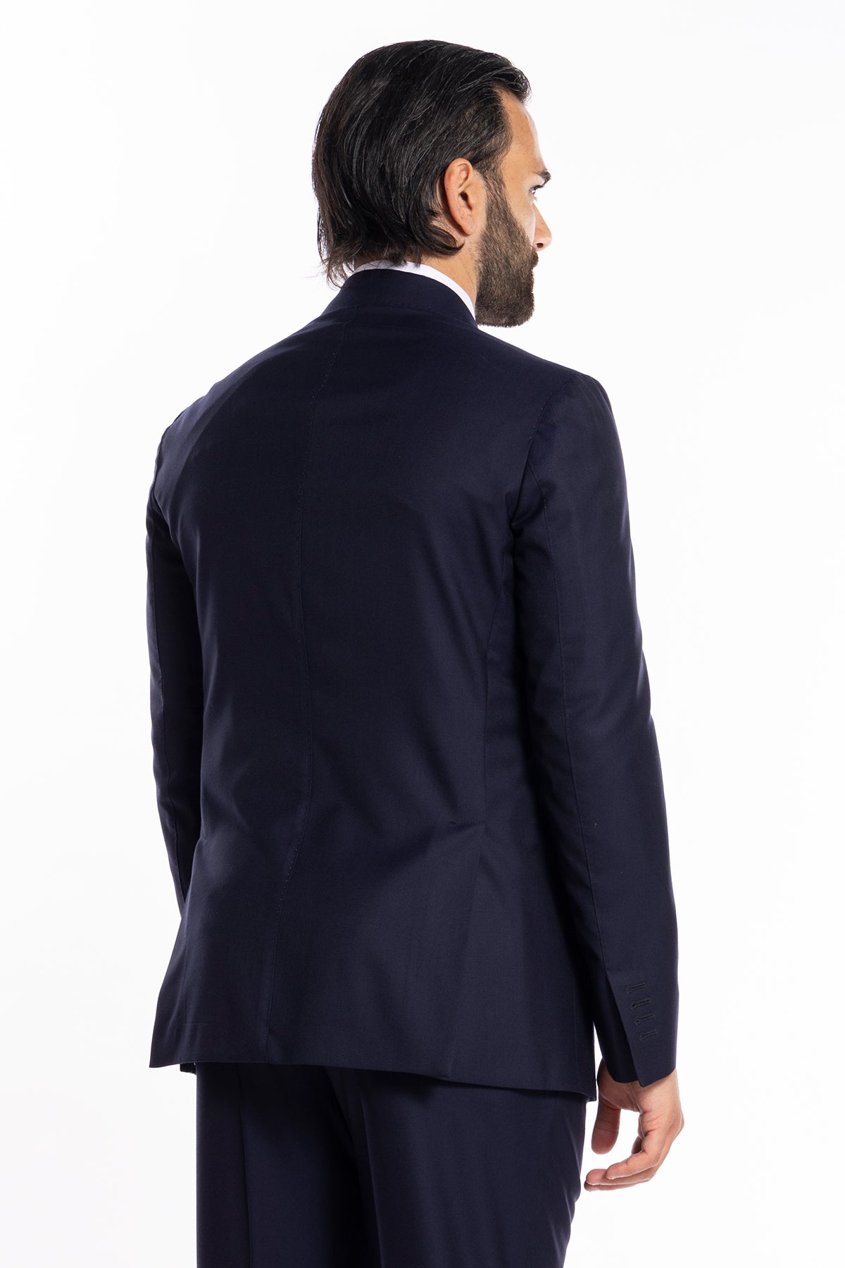 Giacca uomo monopetto Blu fresco lana super 140's Holland & Sherry Rever a lancia