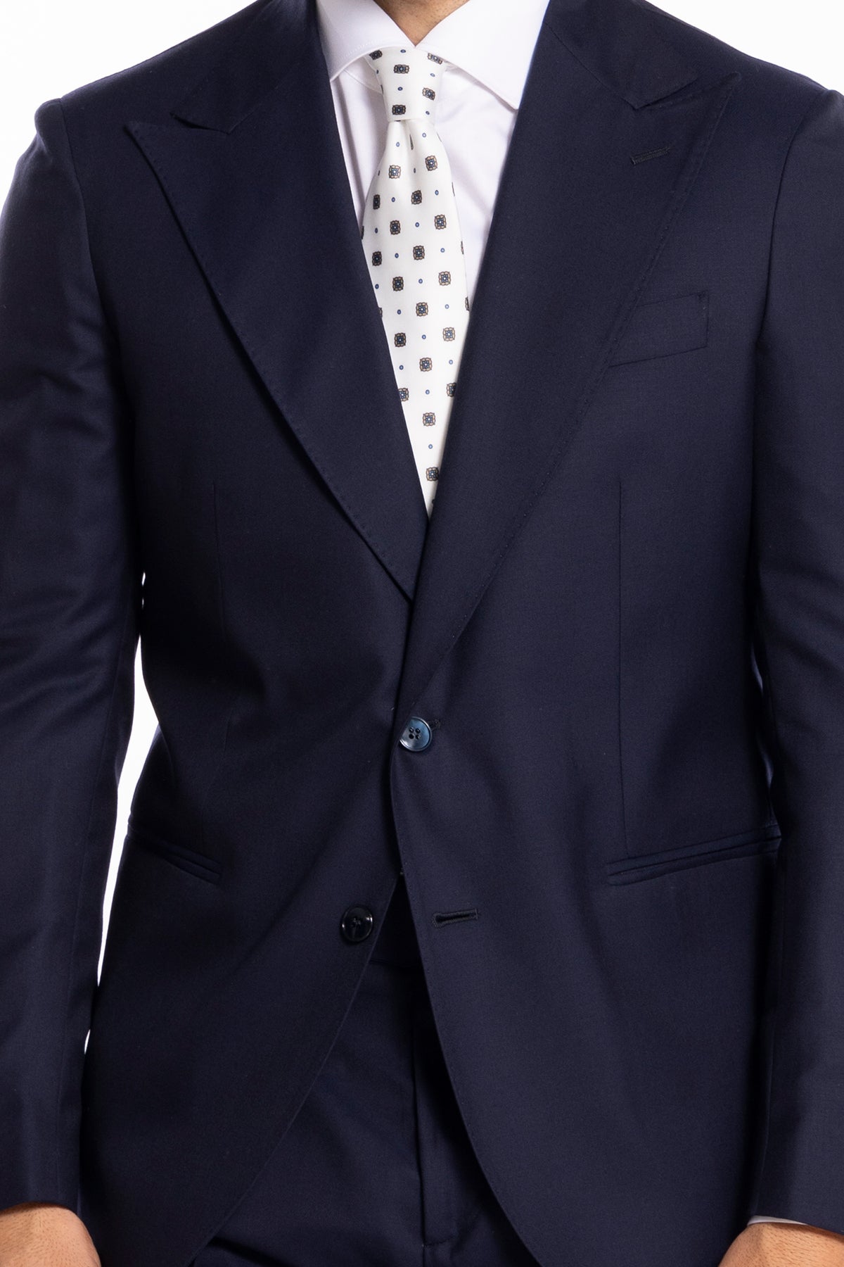 Giacca uomo monopetto Blu fresco lana super 140's Holland & Sherry Rever a lancia