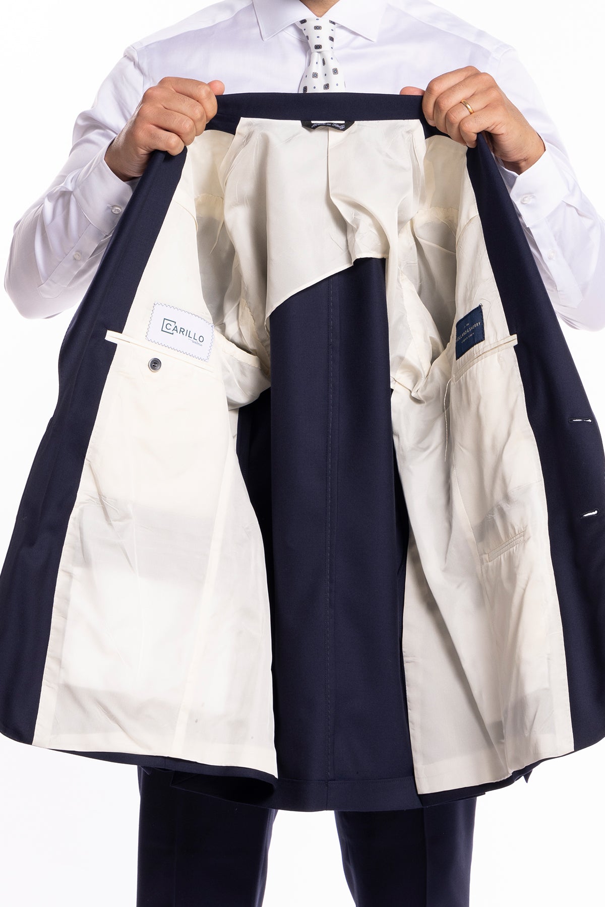 Giacca uomo monopetto Blu fresco lana super 140's Holland & Sherry Rever a lancia