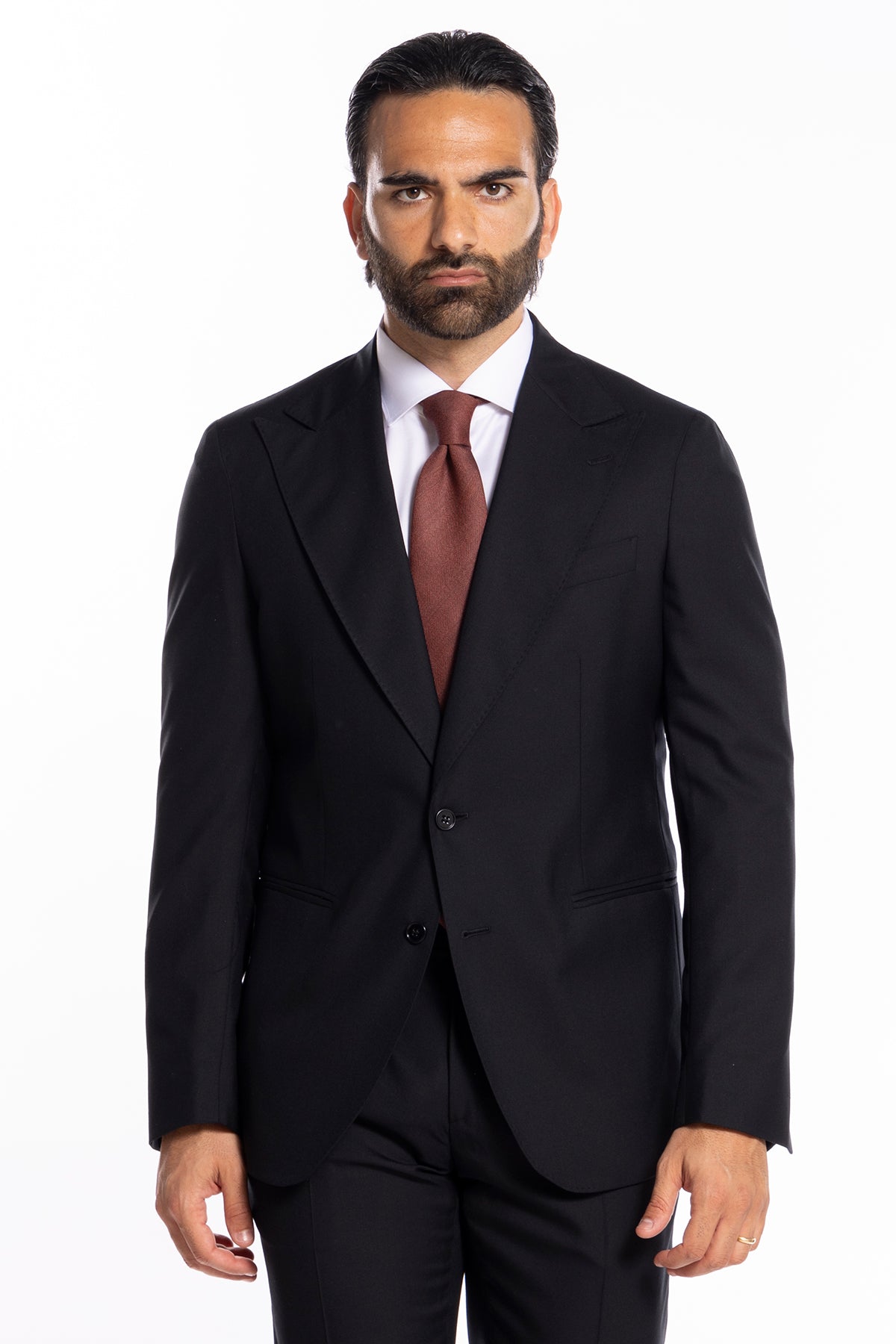 Giacca uomo monopetto nera fresco lana super 130's Vitale Barberis Canonico Rever a lancia