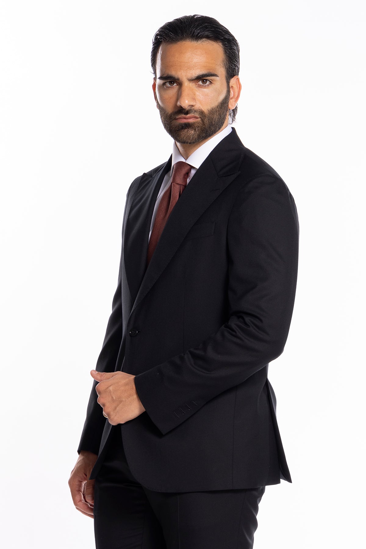 Giacca uomo monopetto nera fresco lana super 130's Vitale Barberis Canonico Rever a lancia