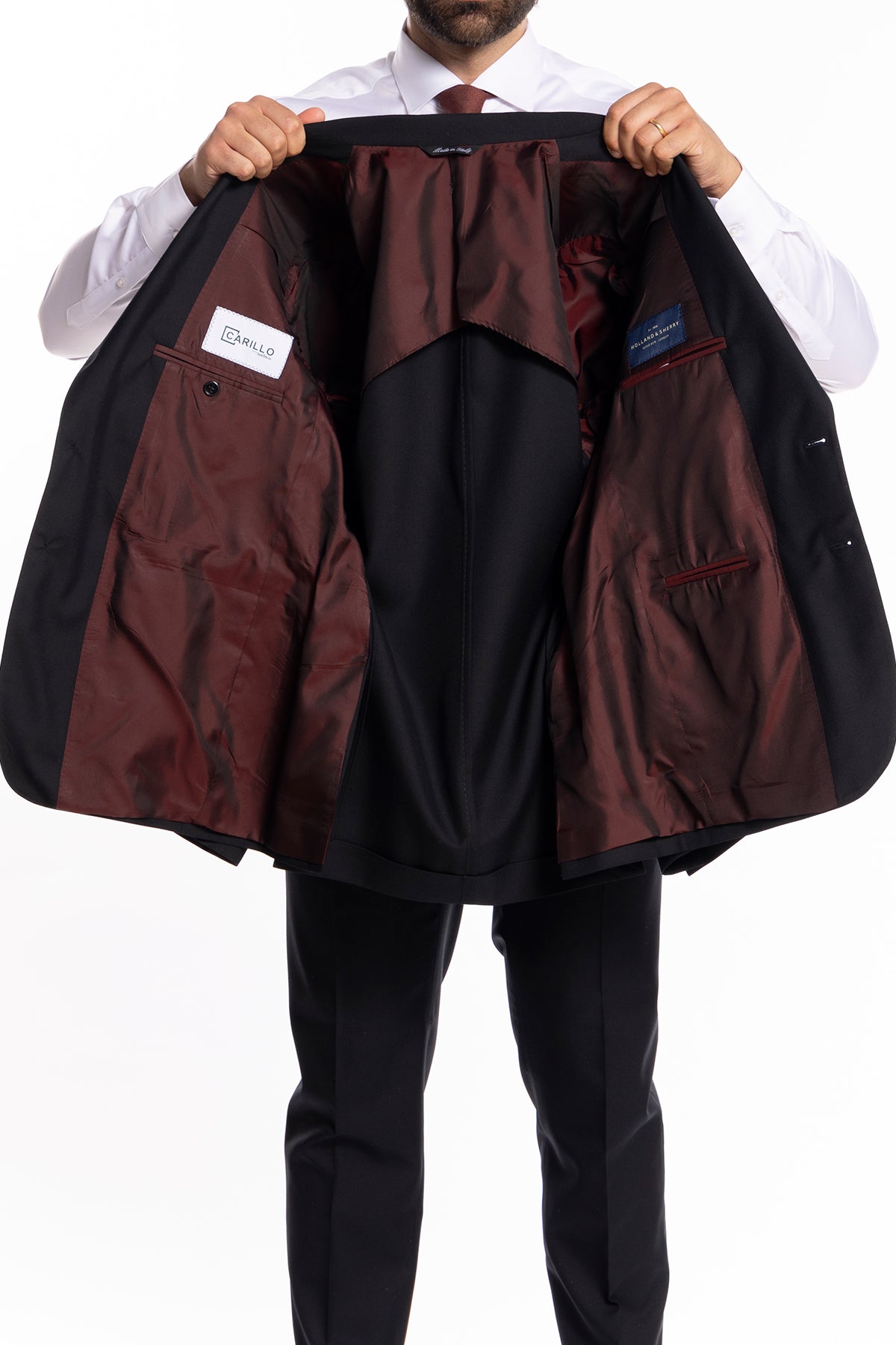 Giacca uomo monopetto nera fresco lana super 130's Vitale Barberis Canonico Rever a lancia