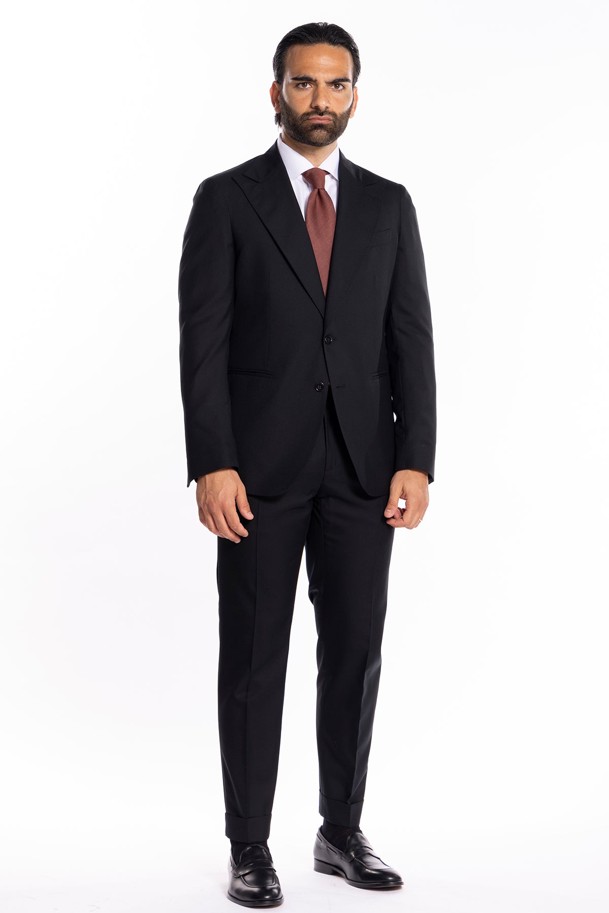 Giacca uomo monopetto nera fresco lana super 130's Vitale Barberis Canonico Rever a lancia