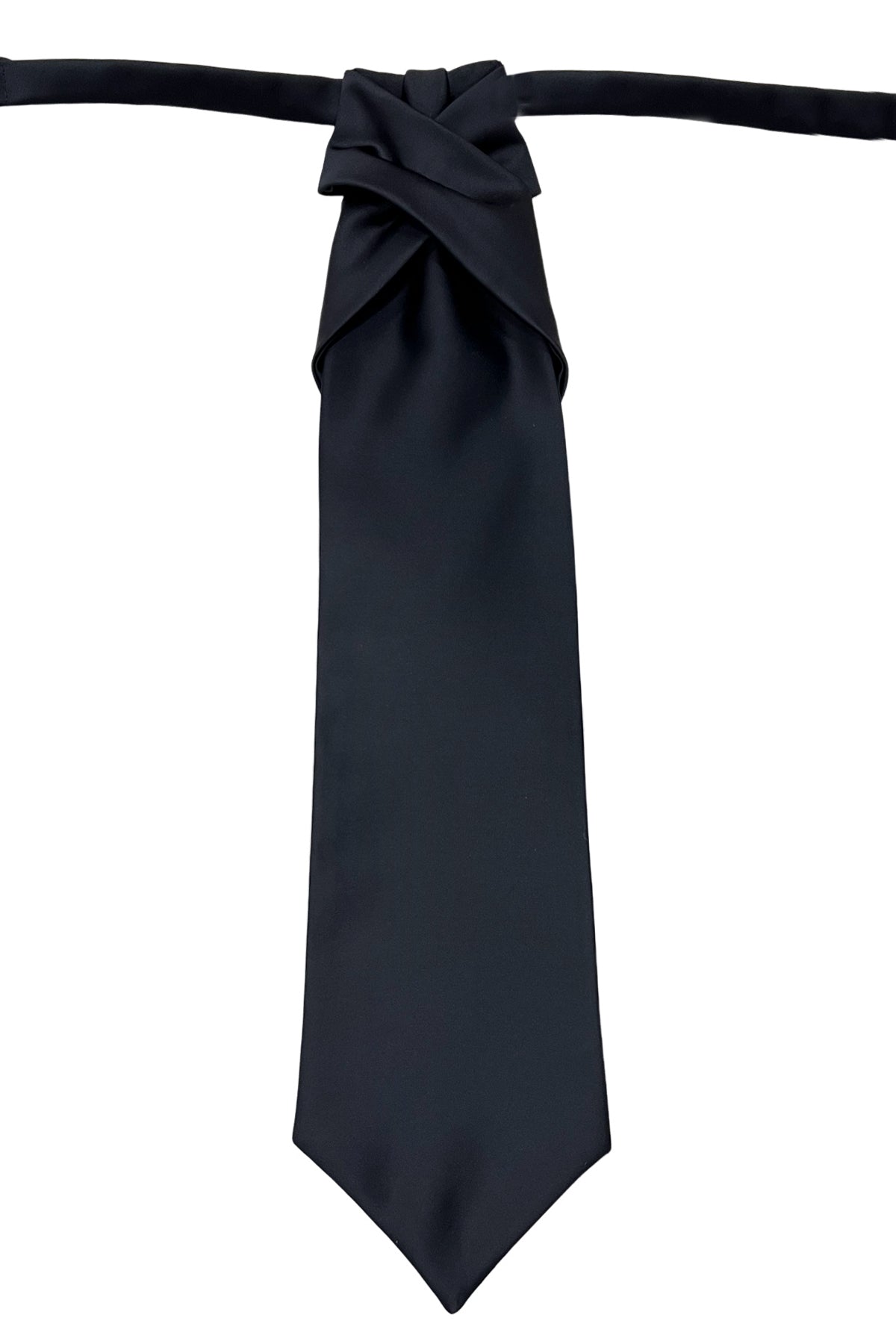 Plastron uomo Blu 10cm da sposo elegante tinta unita 100% seta con incrocio al nodo